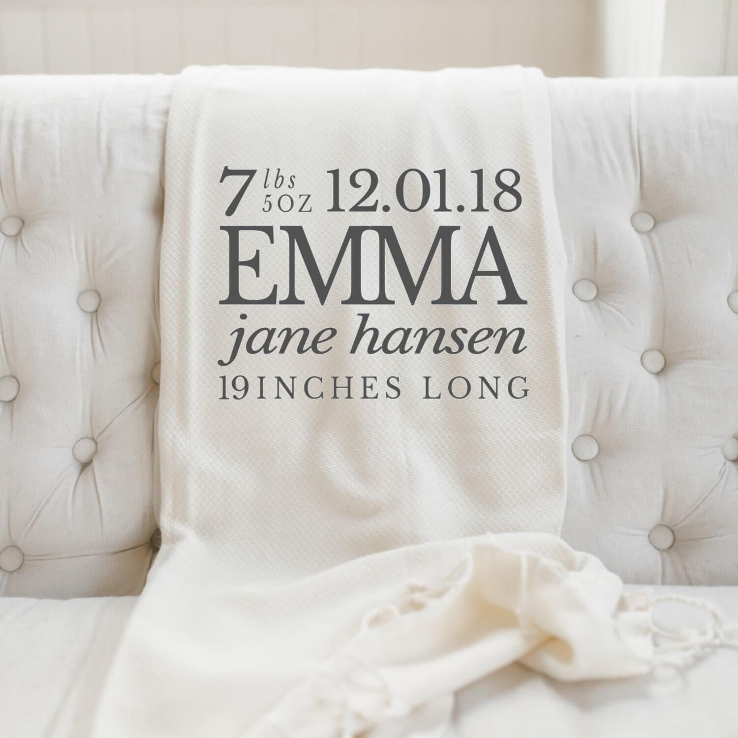 Throw Blanket - Personalized Baby Name and Details, present, housewarming gift, decorative blanket, cozy, birthday gift