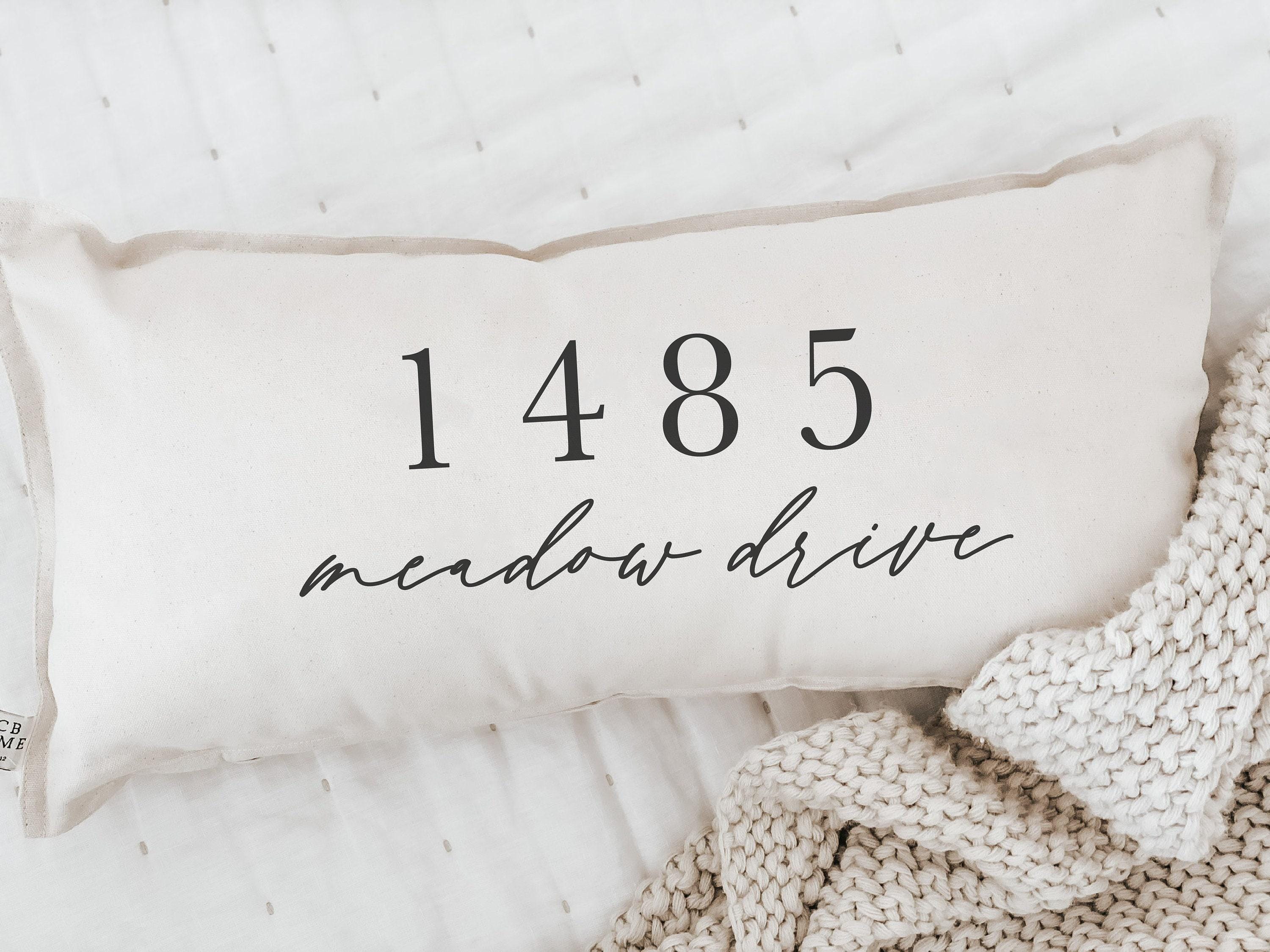 Lumbar Pillow - Personalized Street Address - Farmhouse Style, home décor, housewarming gift, throw pillow, Organic cotton, handmade