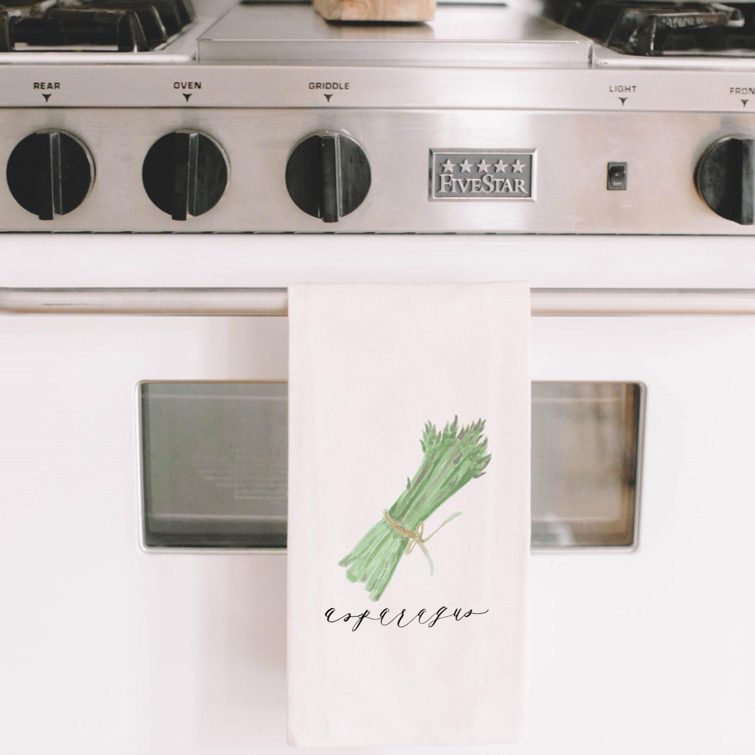 Watercolor Tea Towel - Asparagus - Made in the USA housewarming gift, kitchen decor, anniversary present, spring, summer