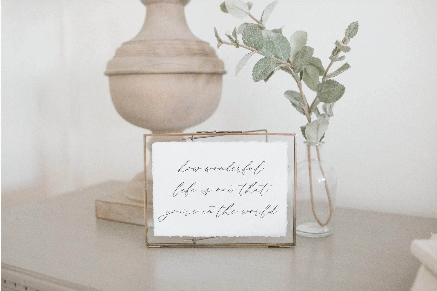 Calligraphy Print - How Wonderful Life Is Now You're In The World - Horizontal