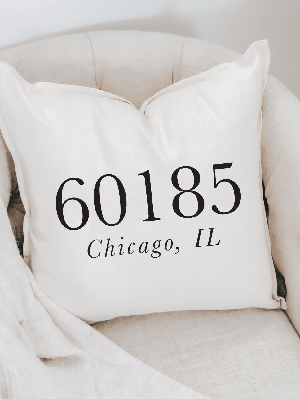 Personalized Zip Code Throw Pillow: Custom Home Address, Realtor Gift