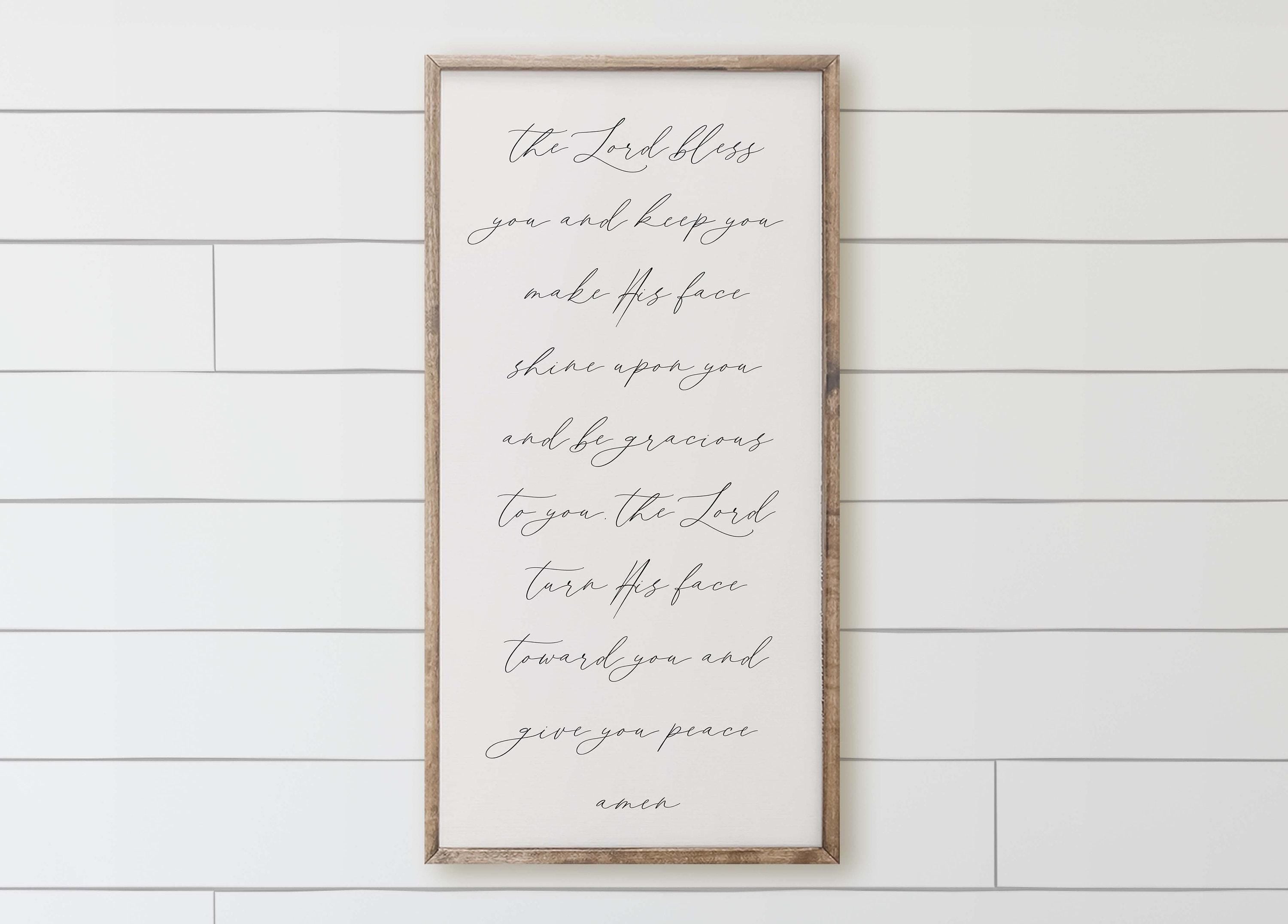 Wood Framed Sign - The Lord Bless You and Keep You, home decor, gallery wall, housewarming gift, framed decor, farmhouse style, wall decor