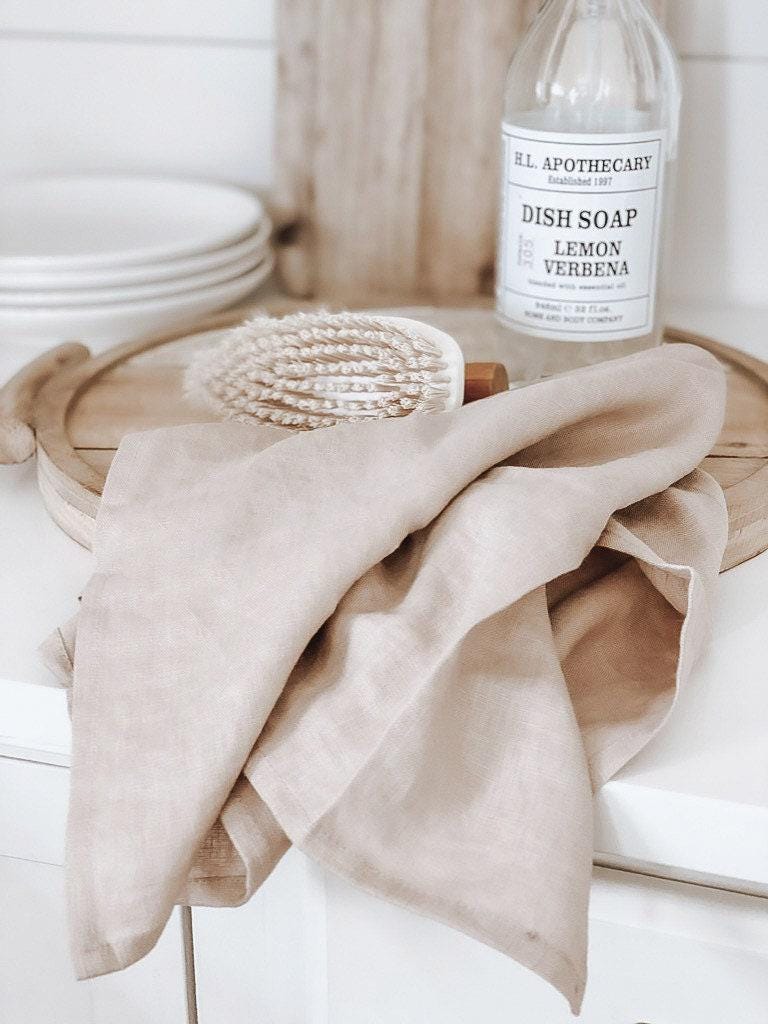 Linen Kitchen Towel - housewarming gift, kitchen decor, cozy home, linen cotton towel