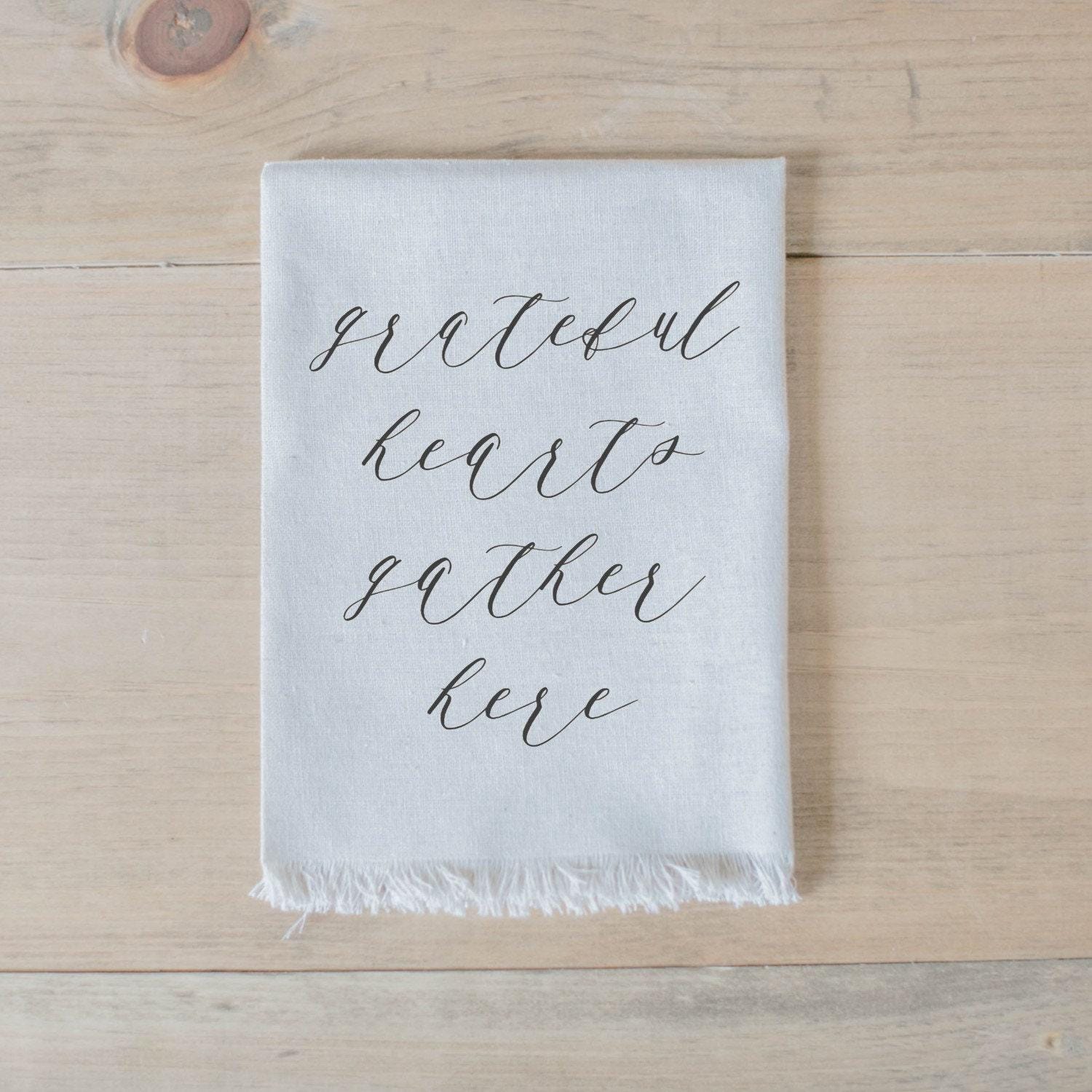 Napkin - Grateful Hearts Gather Here, home decor, tableware, table scene, place setting, set the table, thanksgiving, fall decor