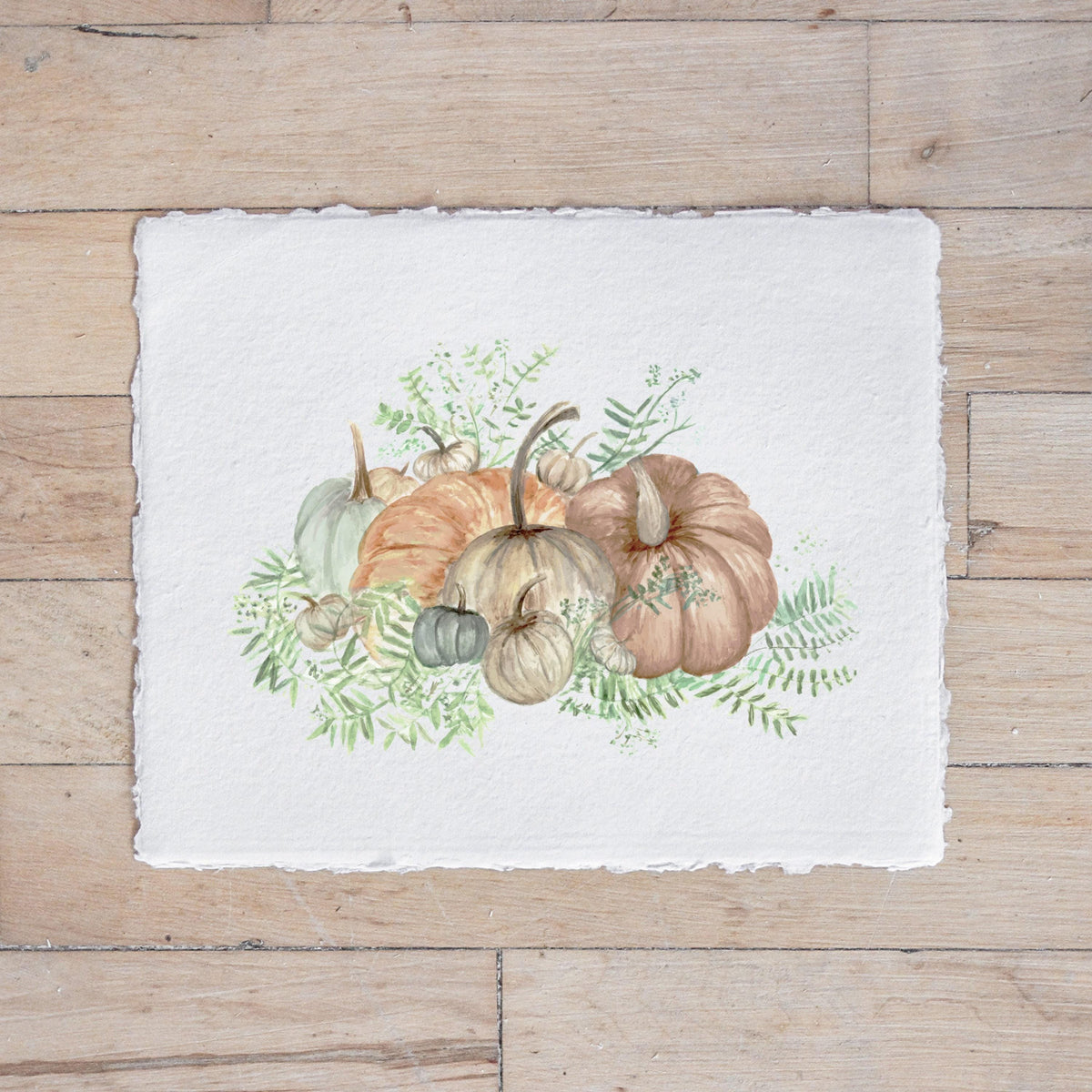 Glass Table Frames & Cards - Pumpkin Bunch Watercolor