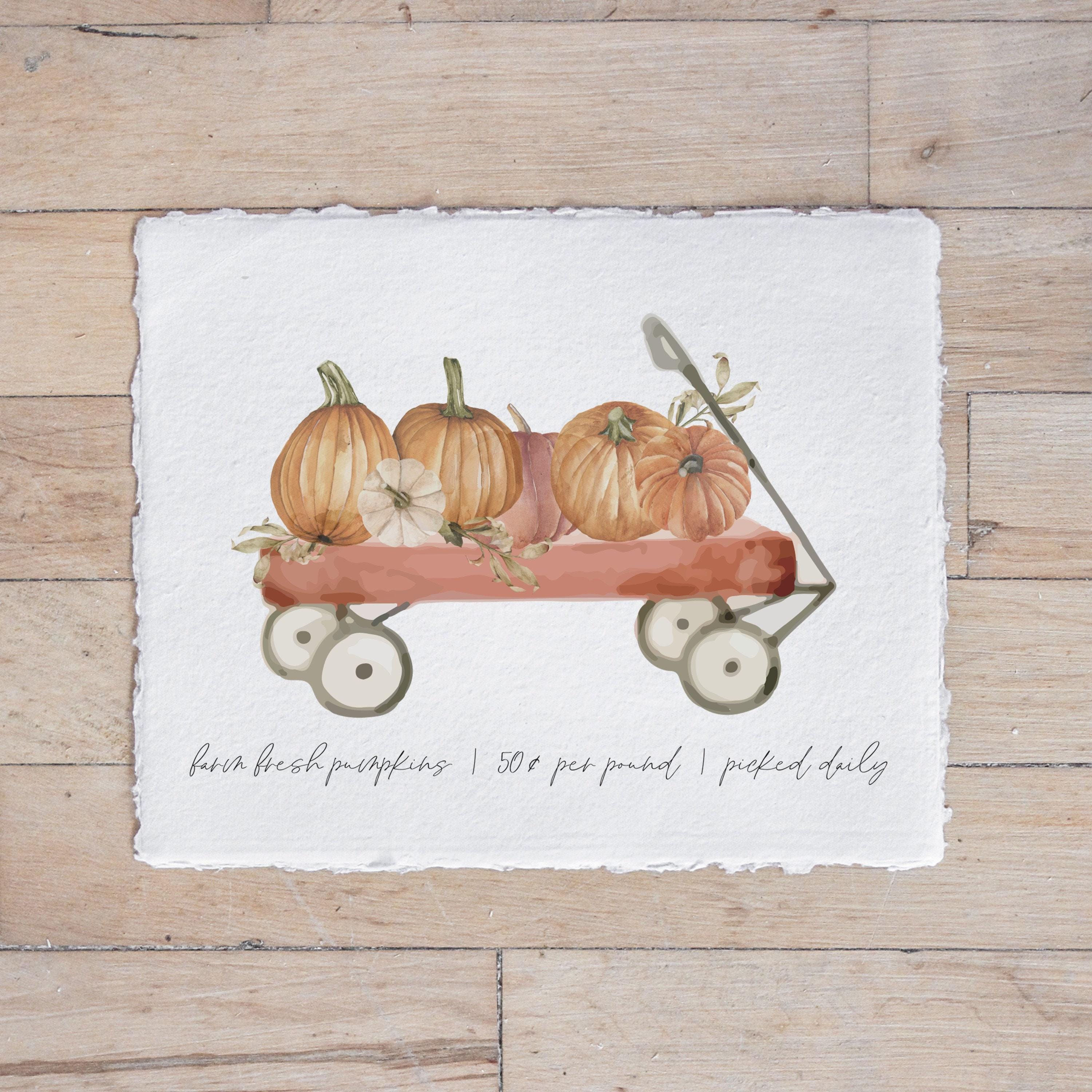 Fall Calligraphy Print - Pumpkin Wagon Watercolor, Fall Decor, Gift, Holiday Gift, Seasonal Home Decor, Fall gifts