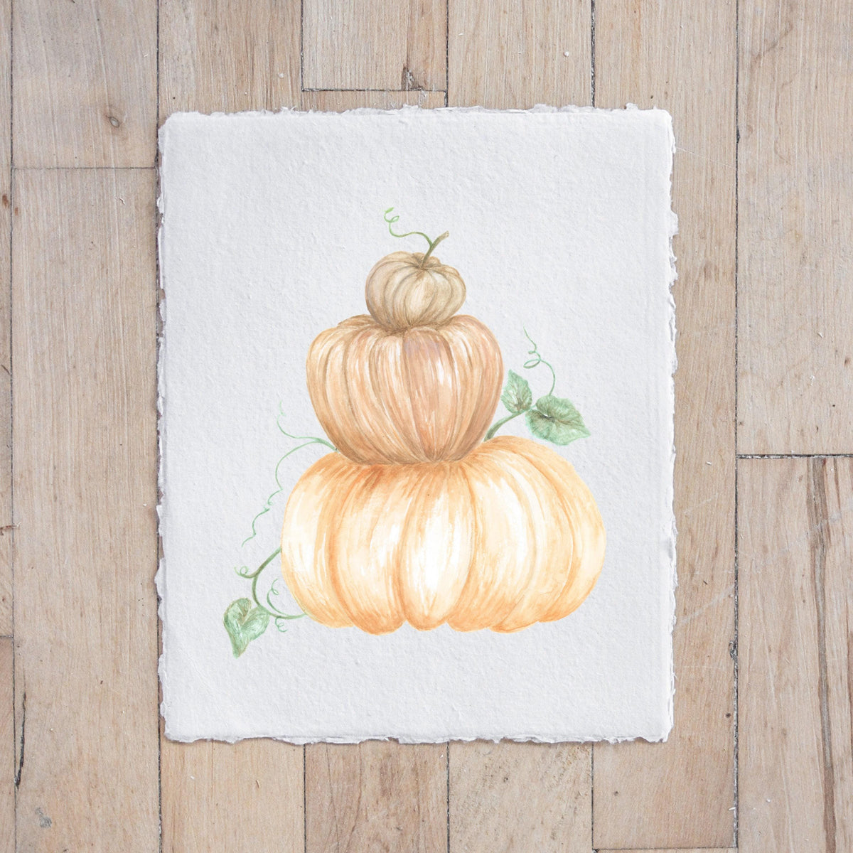 Glass Table Frames & Cards - Pumpkin Stack Watercolor