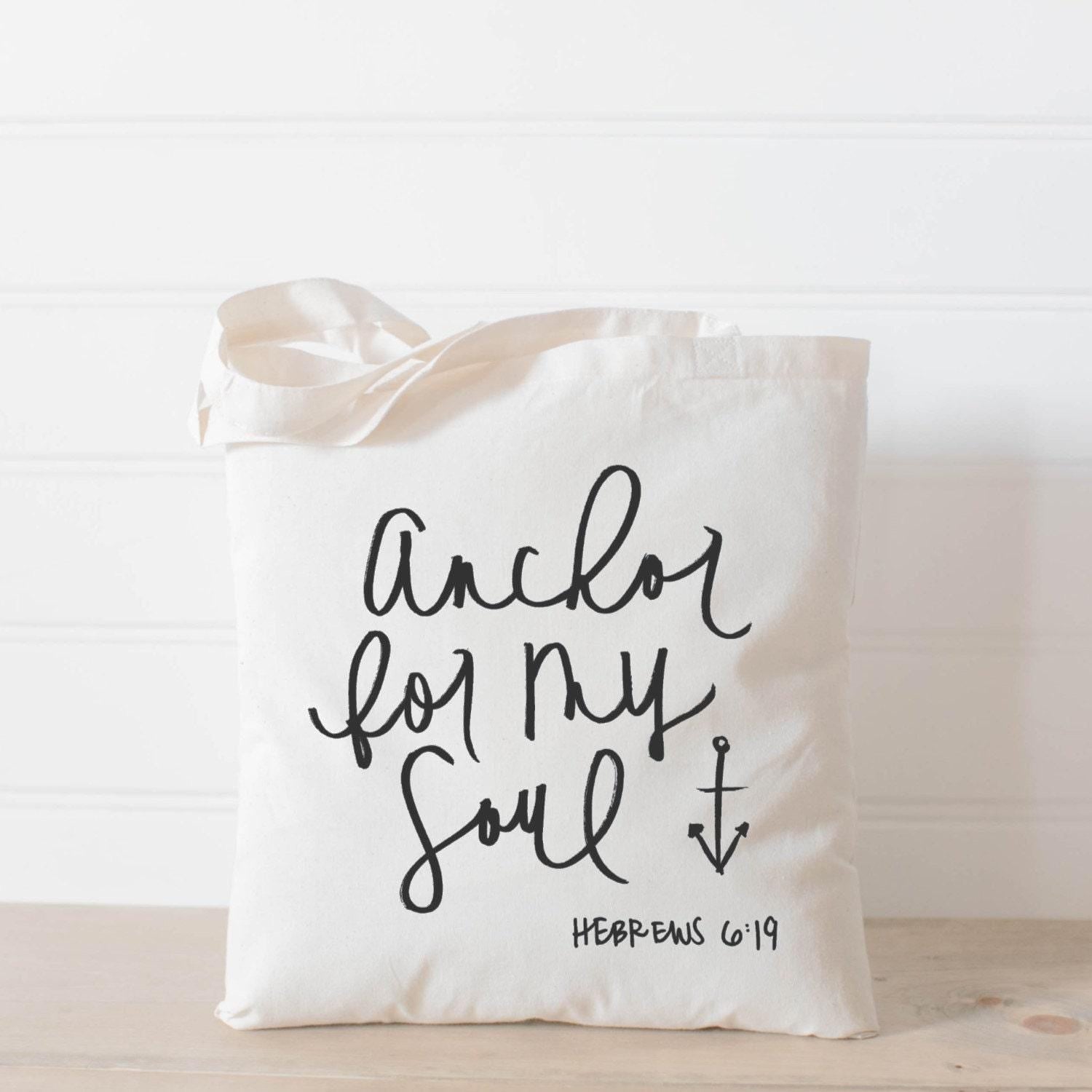 Anchor For My Soul Tote Bag: Inspirational Bible Verse, Organic Cotton