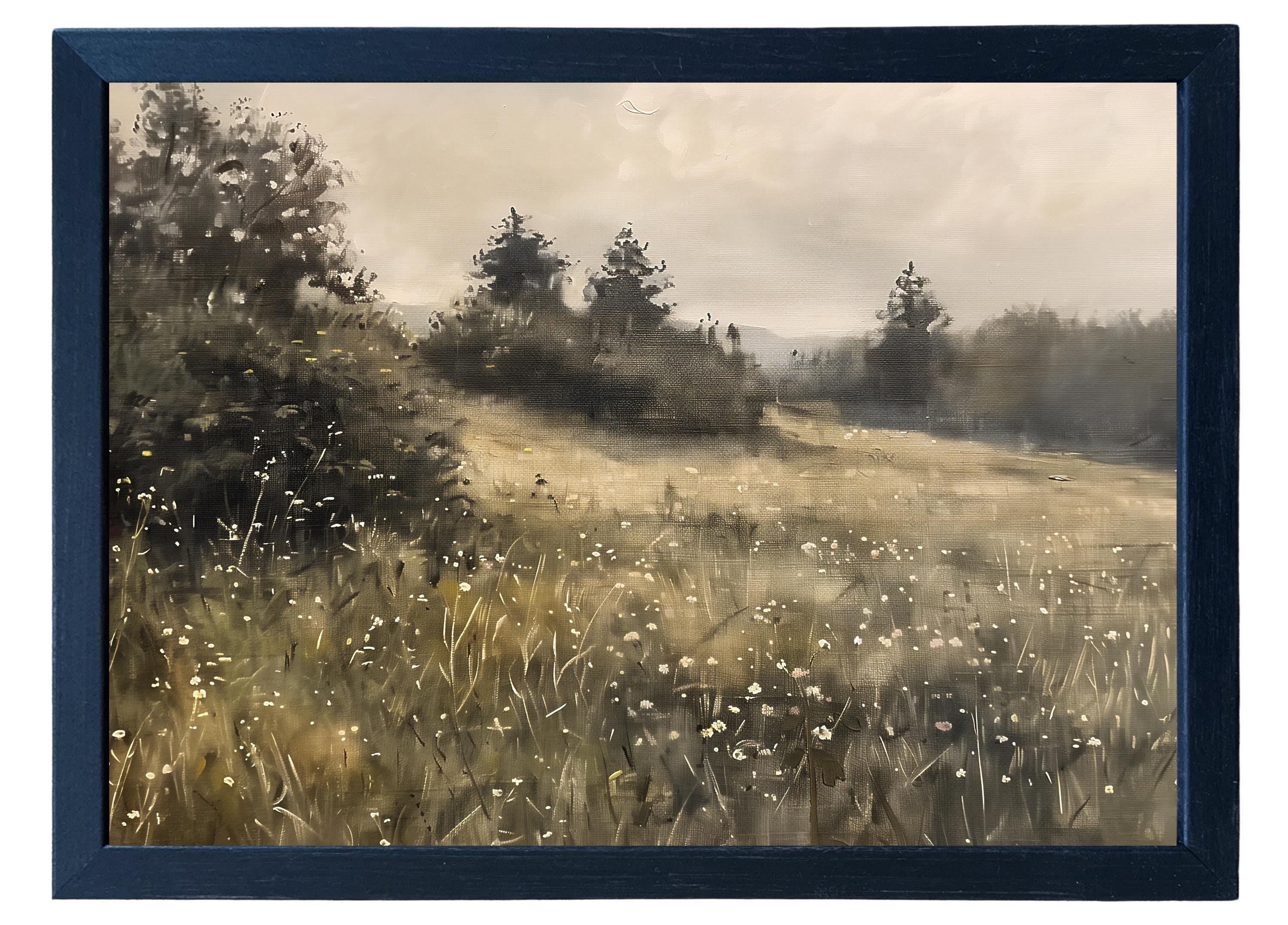 Wood Framed Print - Evergreen Field - Handmade in USA, gallery wall art, framed decor