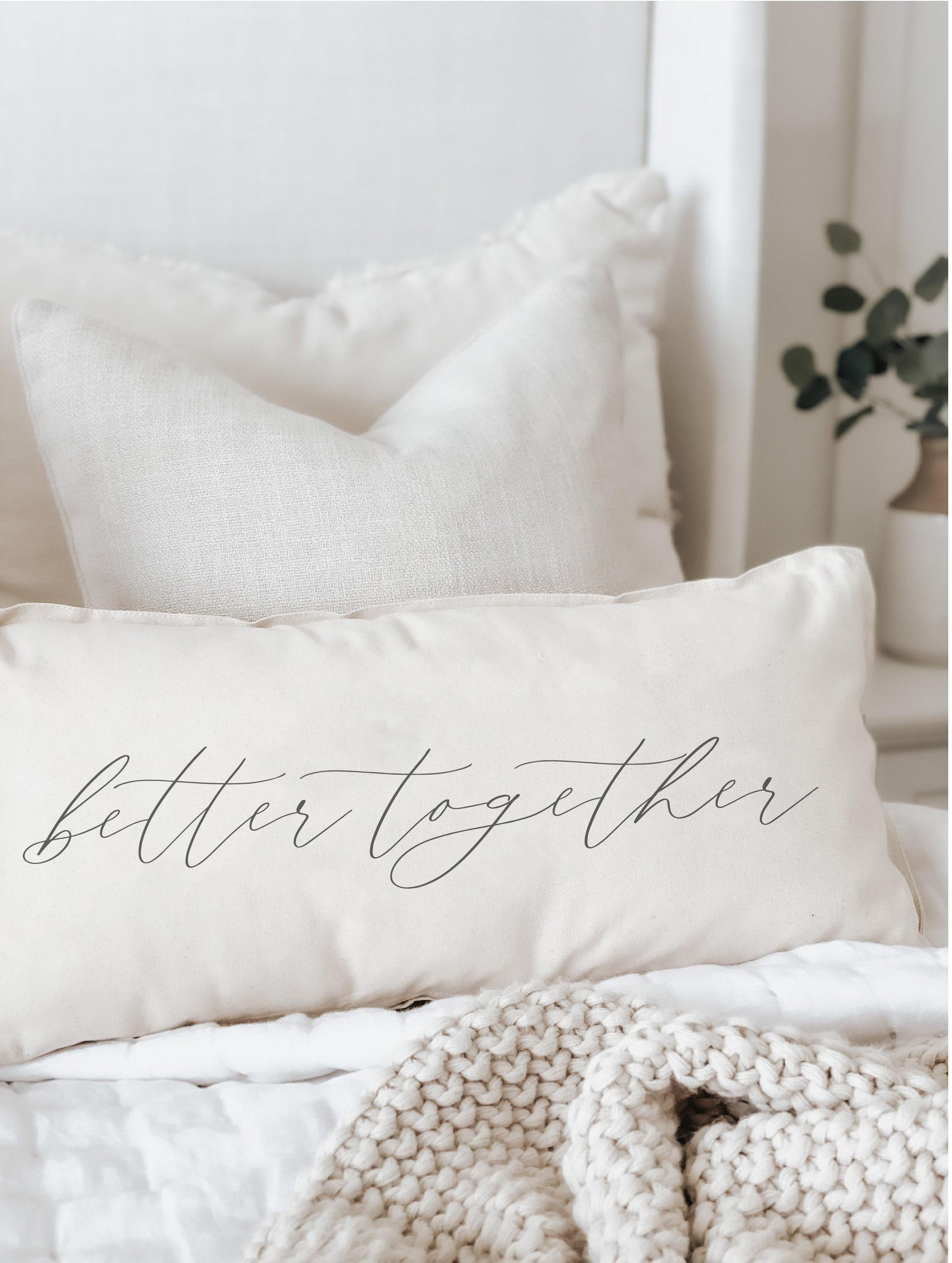 Calligraphy Lumbar Pillow: "Better Together" Organic Cotton Home Decor