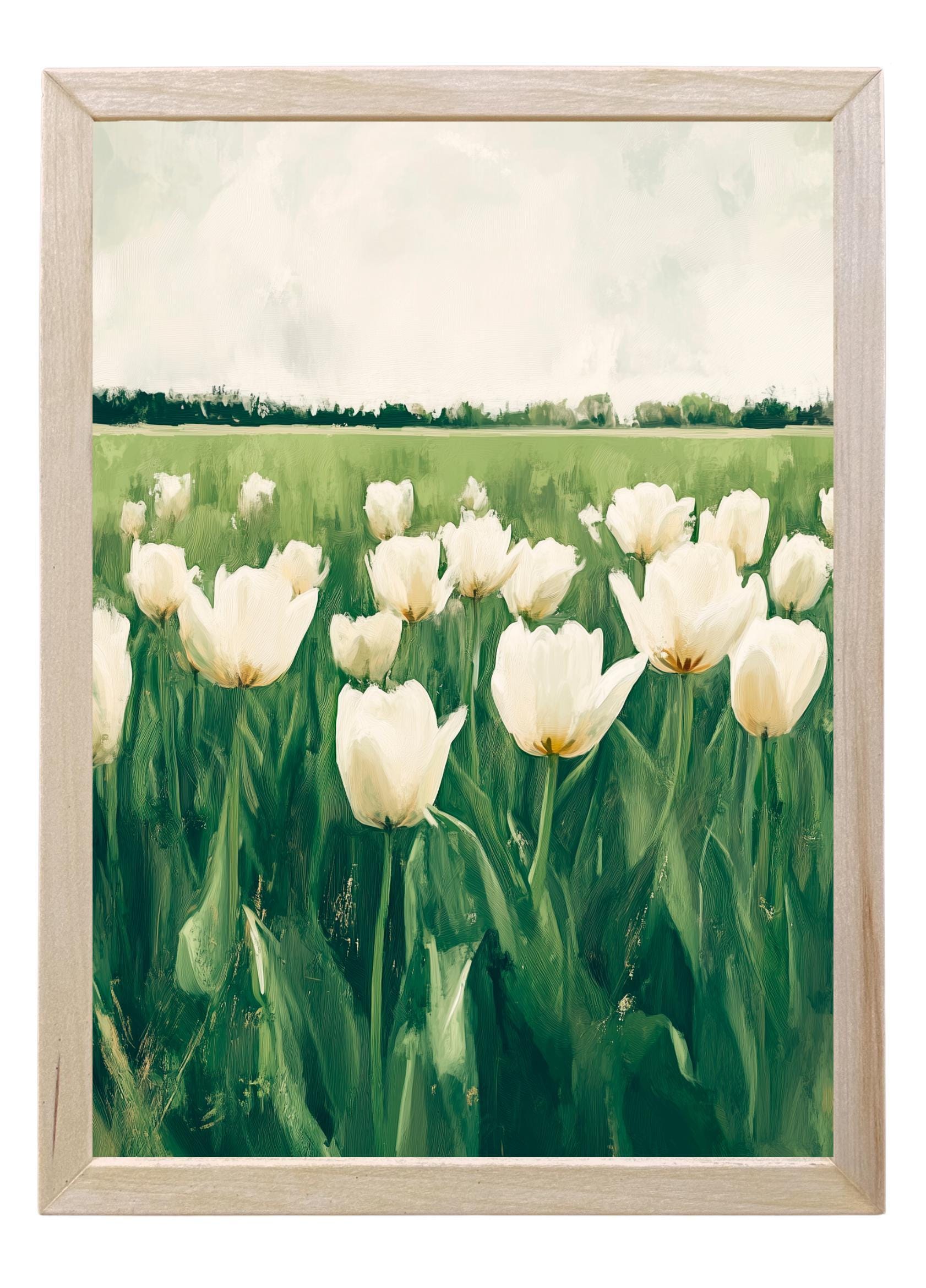 Wood Framed Print - Tulip Field - Handmade in USA, gallery wall art, framed decor