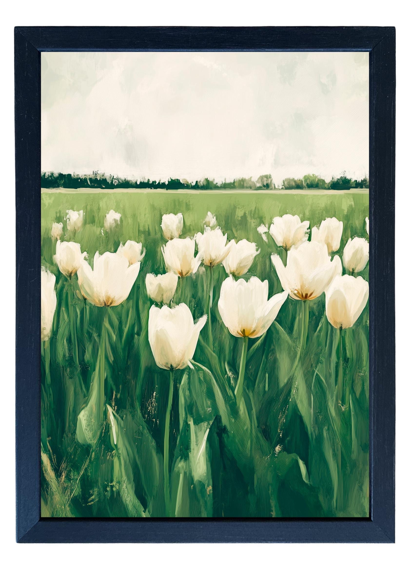 Wood Framed Print - Tulip Field - Handmade in USA, gallery wall art, framed decor
