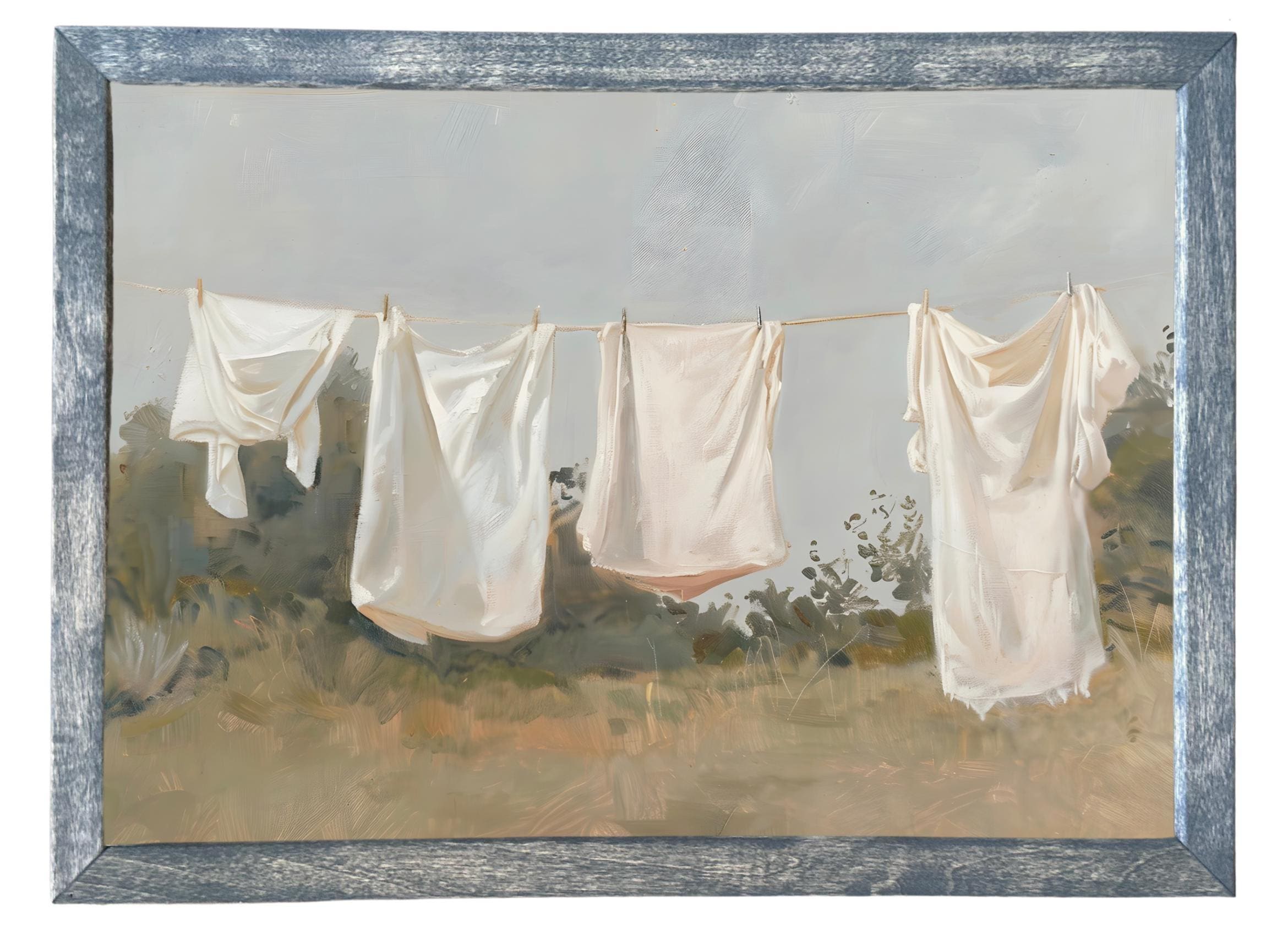 Wood Framed Print - Clothes Line - Handmade in USA, gallery wall art, framed decor