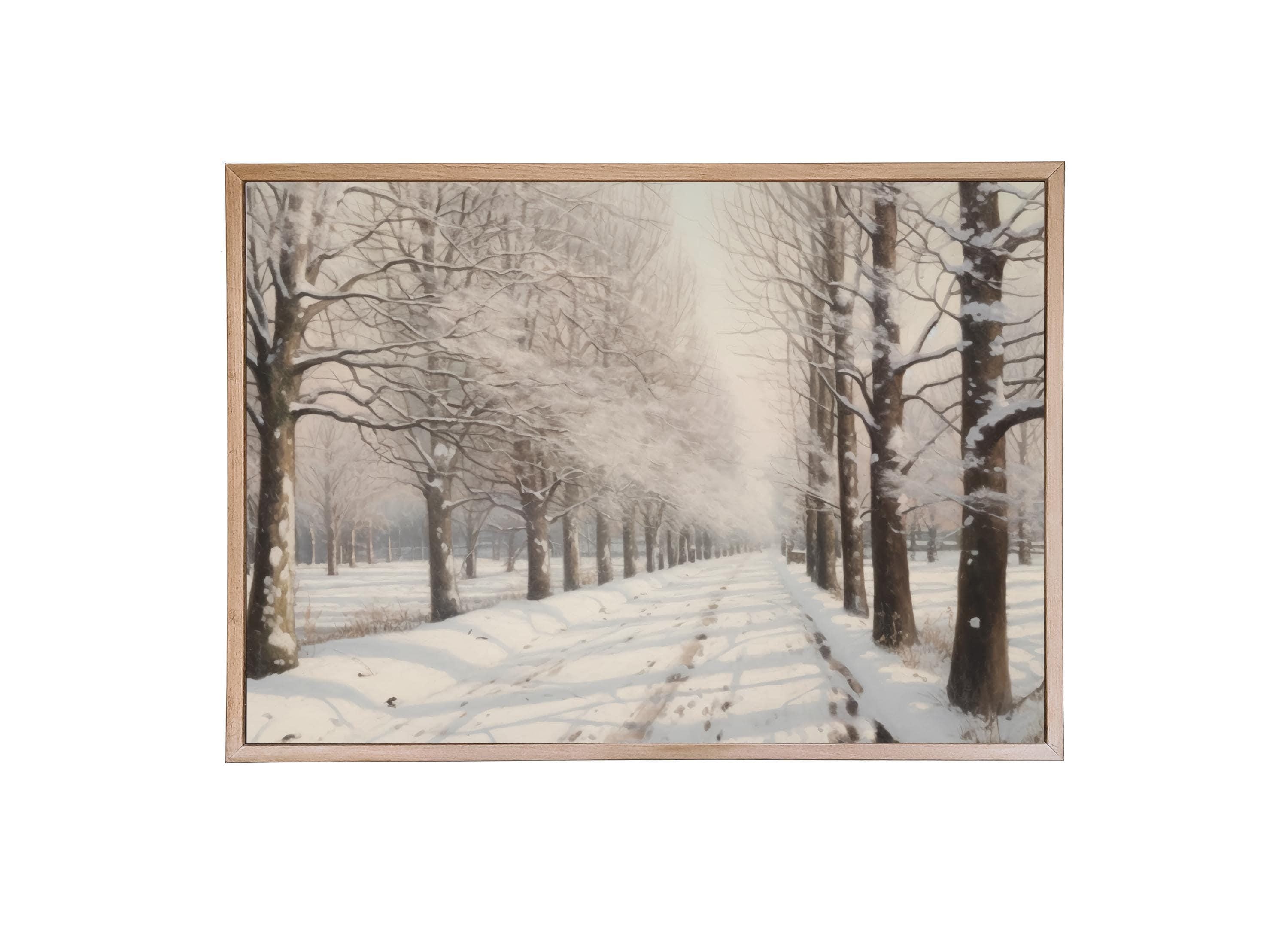 Wood Framed Print - Winter Lane - Handmade in USA, gallery wall art, holiday wall art, christmas decor, framed decor