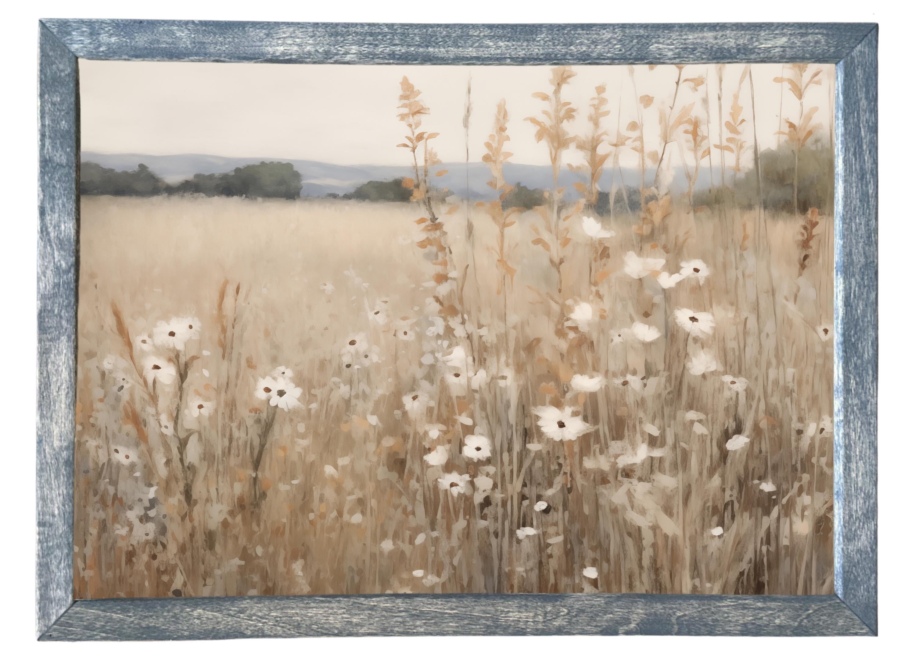 Wood Framed Print - Golden Grass Horizontal - Handmade in USA, gallery wall art, framed decor