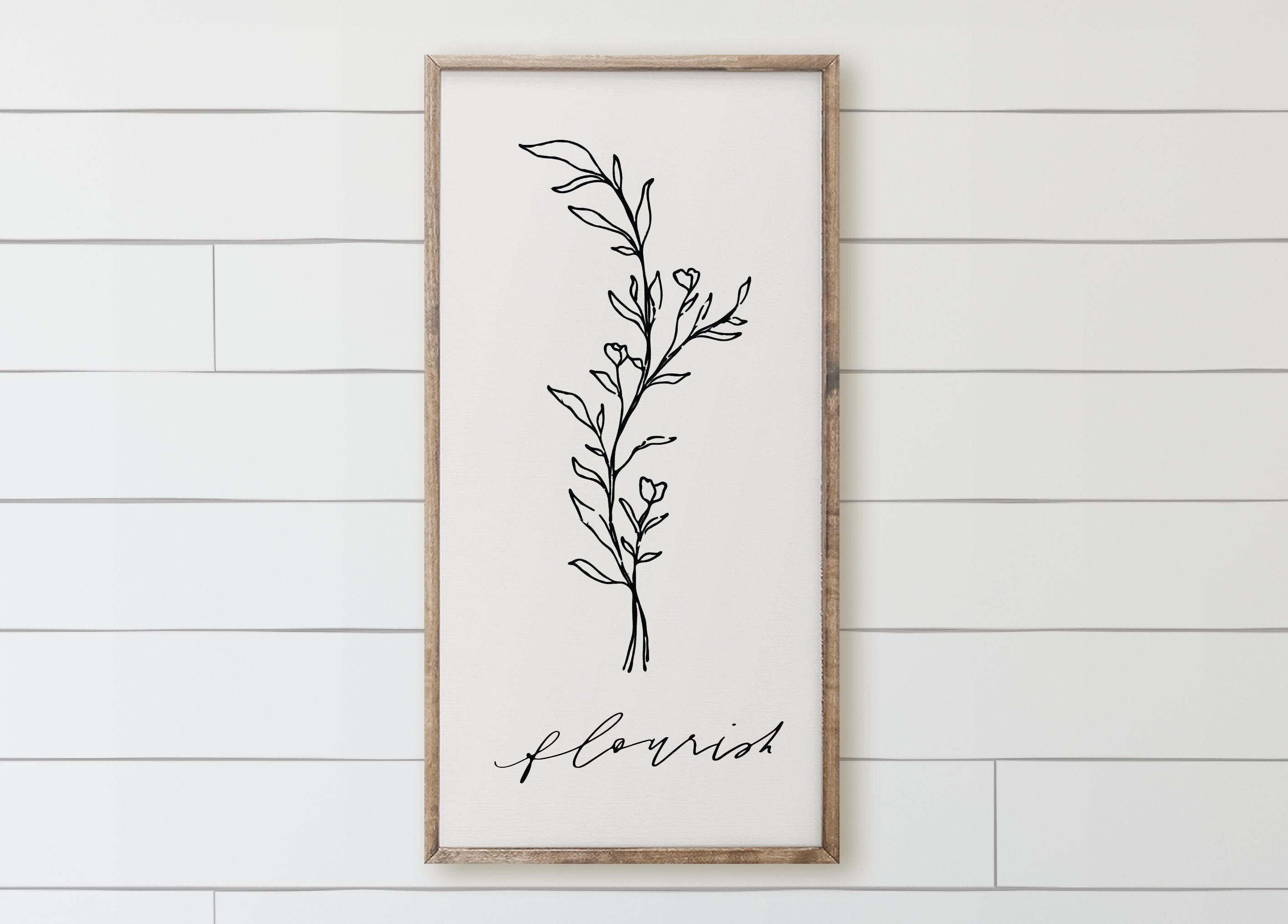 Wood Framed Sign - Flourish Wildflower, rustic home decor, gallery wall, housewarming gift, framed decor, farmhouse style, spring decor