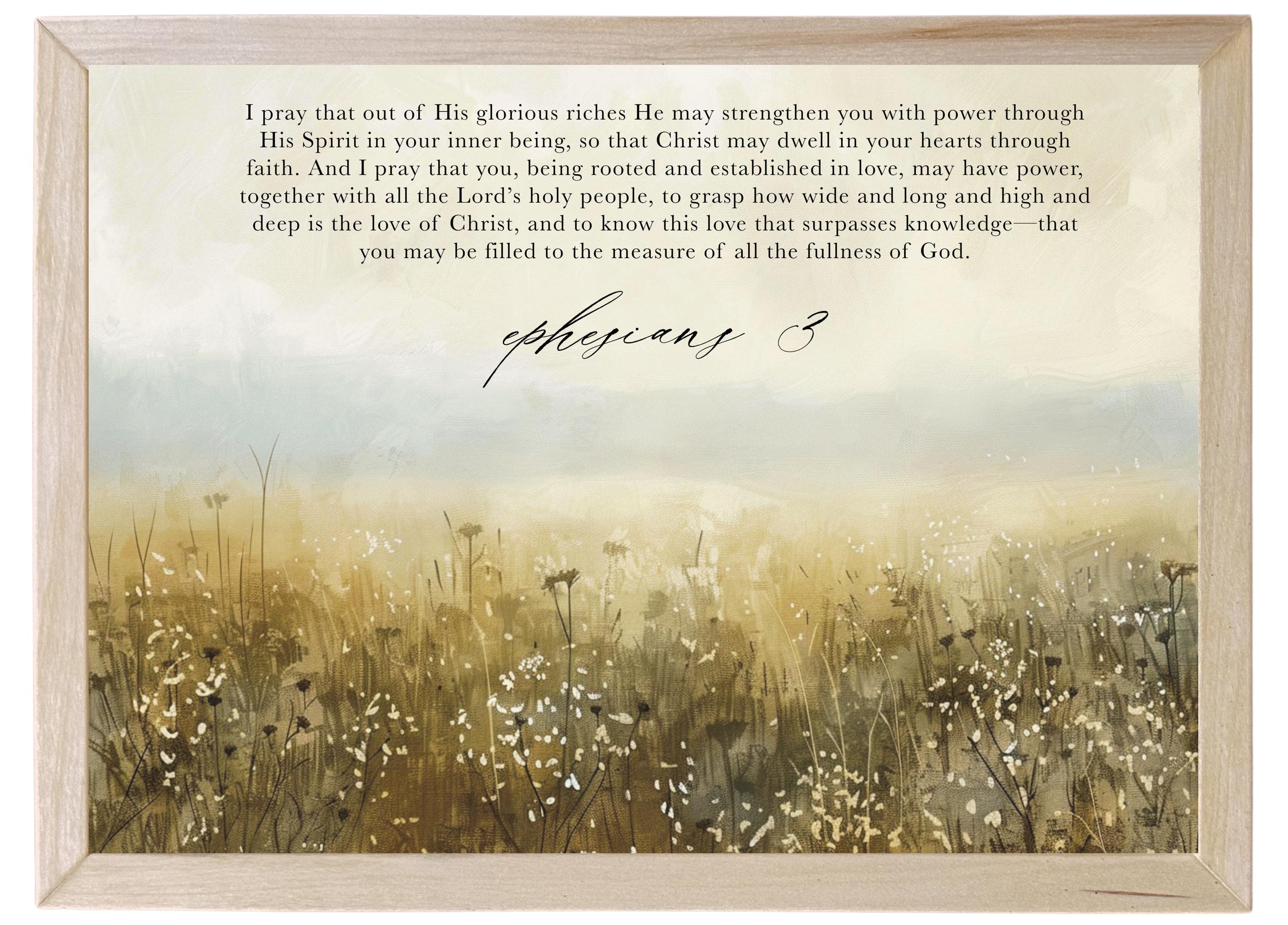 Wood Framed Print - Ephesians 3 - Handmade in USA, gallery wall art, framed decor