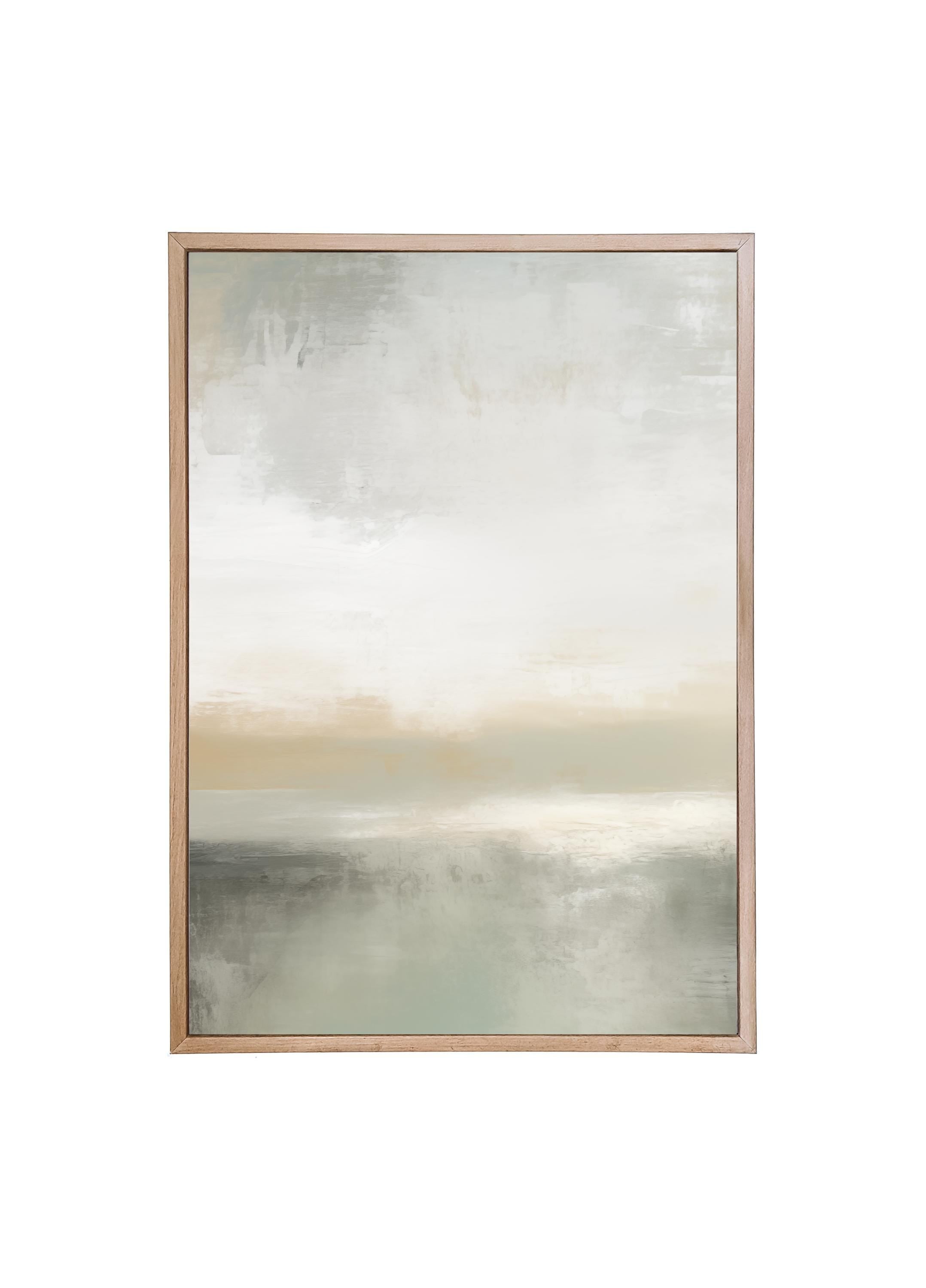 Wood Framed Print - Abstract Greige - Handmade in USA, gallery wall art, framed decor