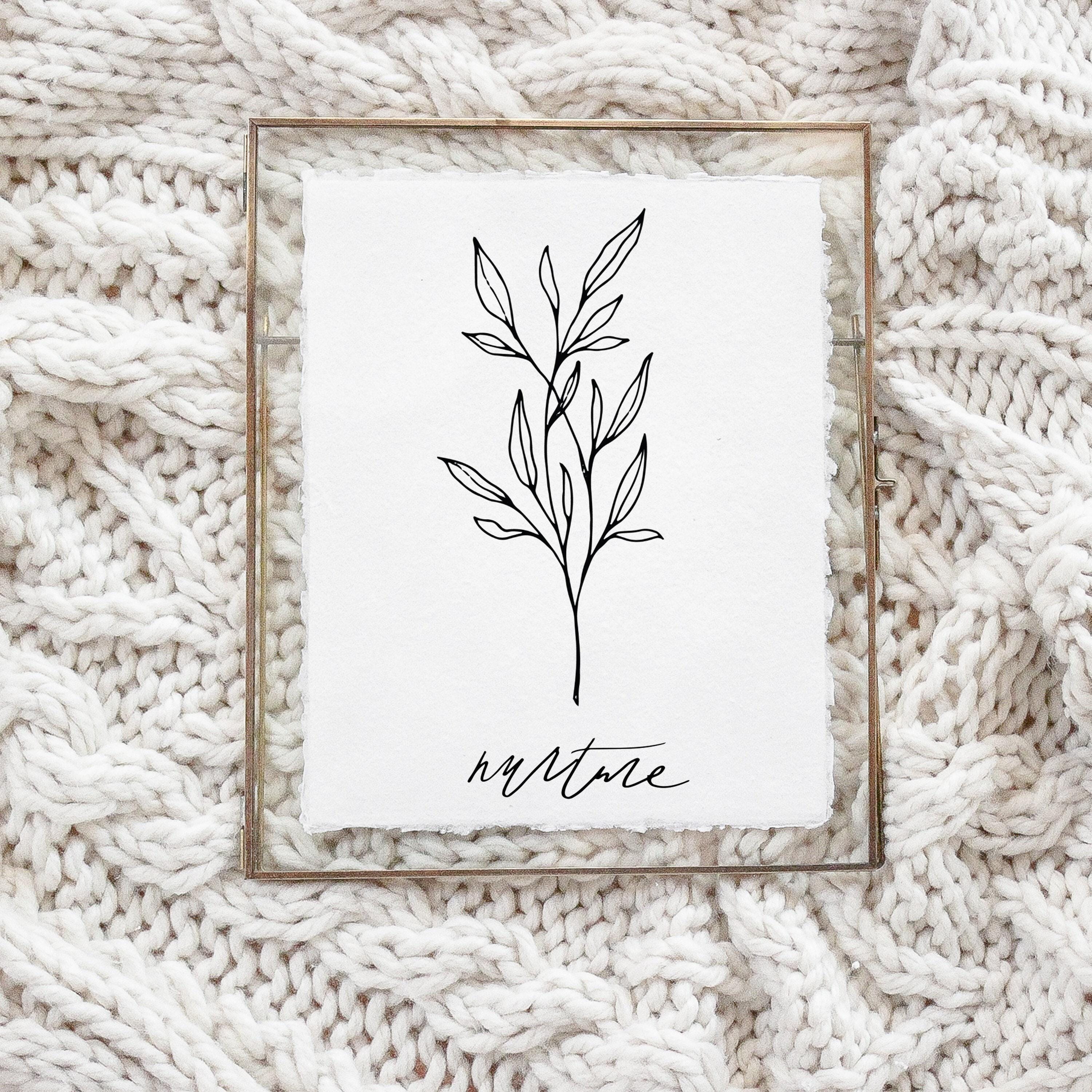 Calligraphy Print - Nurture Wildflower Print - Vertical, mother's day gift, present for mom