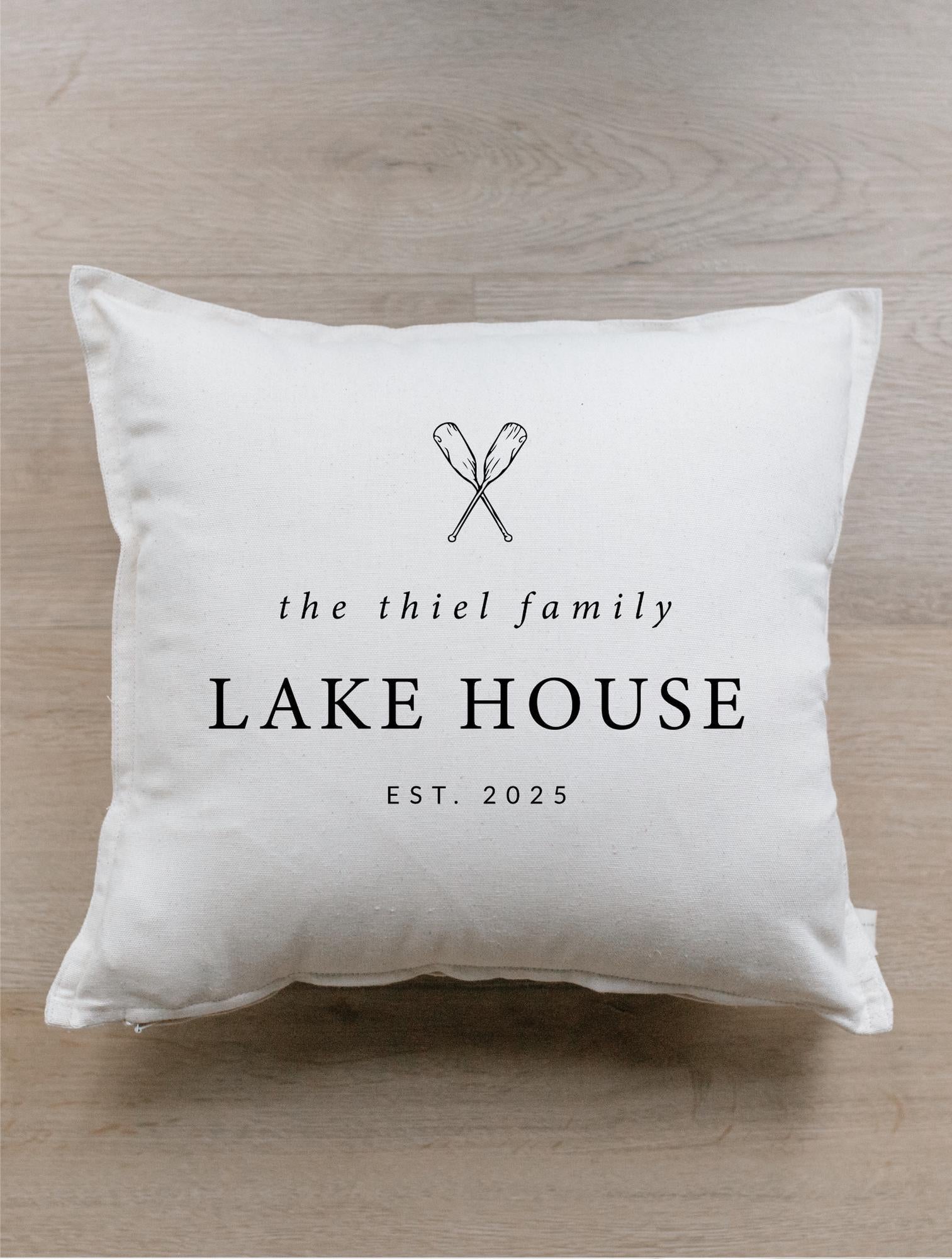 Throw Pillow - Personalized Lake House - Housewarming, Realtor client gift, newlywed, New Home, gift for mom, mothers day, farmhouse