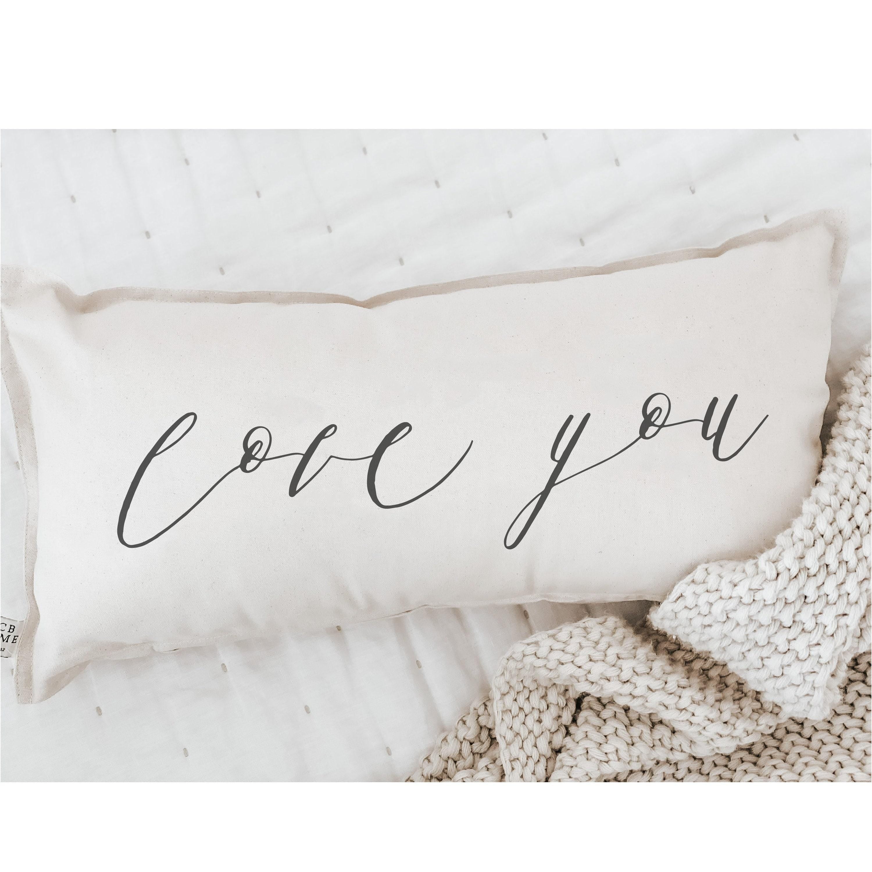 Love You Lumbar Pillow Cover: Farmhouse Lettered Decor
