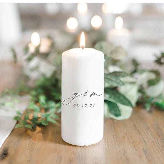 Personalized Initials Candle: Custom Calligraphy Wedding Date