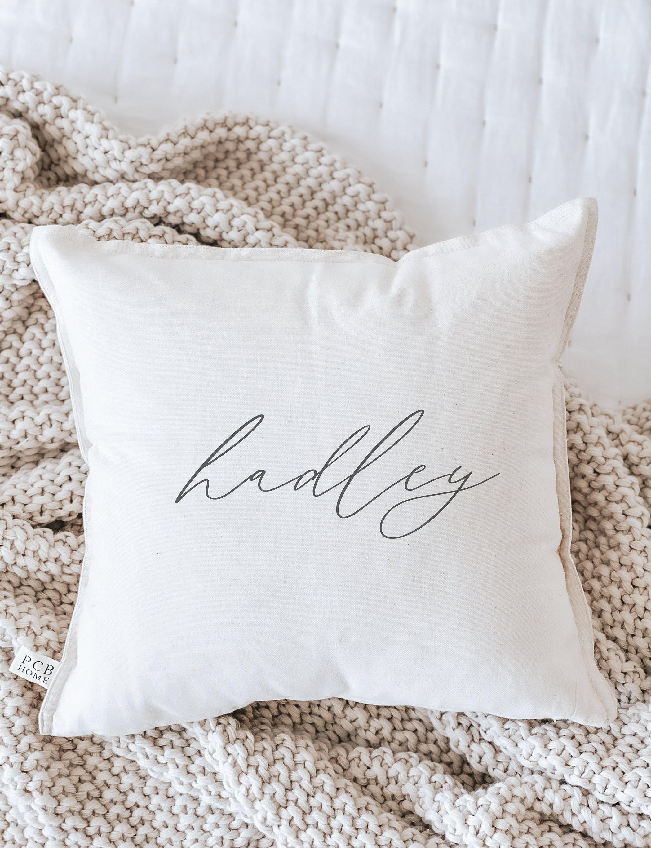 Personalized Calligraphy Name Throw Pillow - Custom Cotton Cover