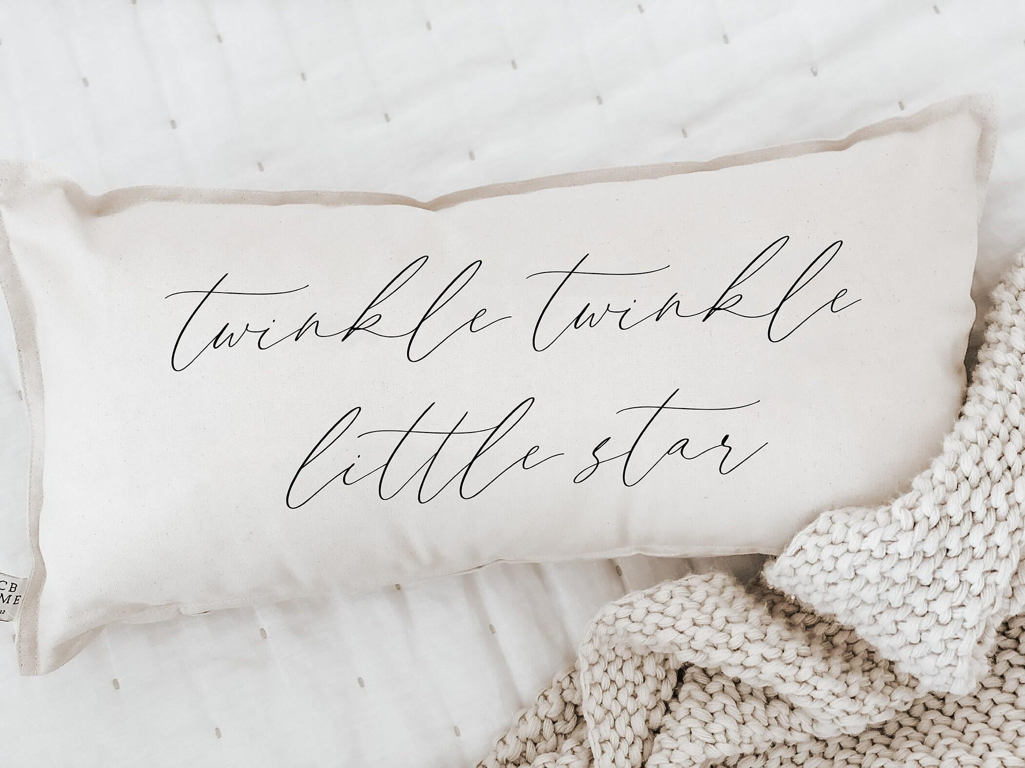 Lumbar Pillow: Twinkle Star Calligraphy, USA Handmade Nursery Decor