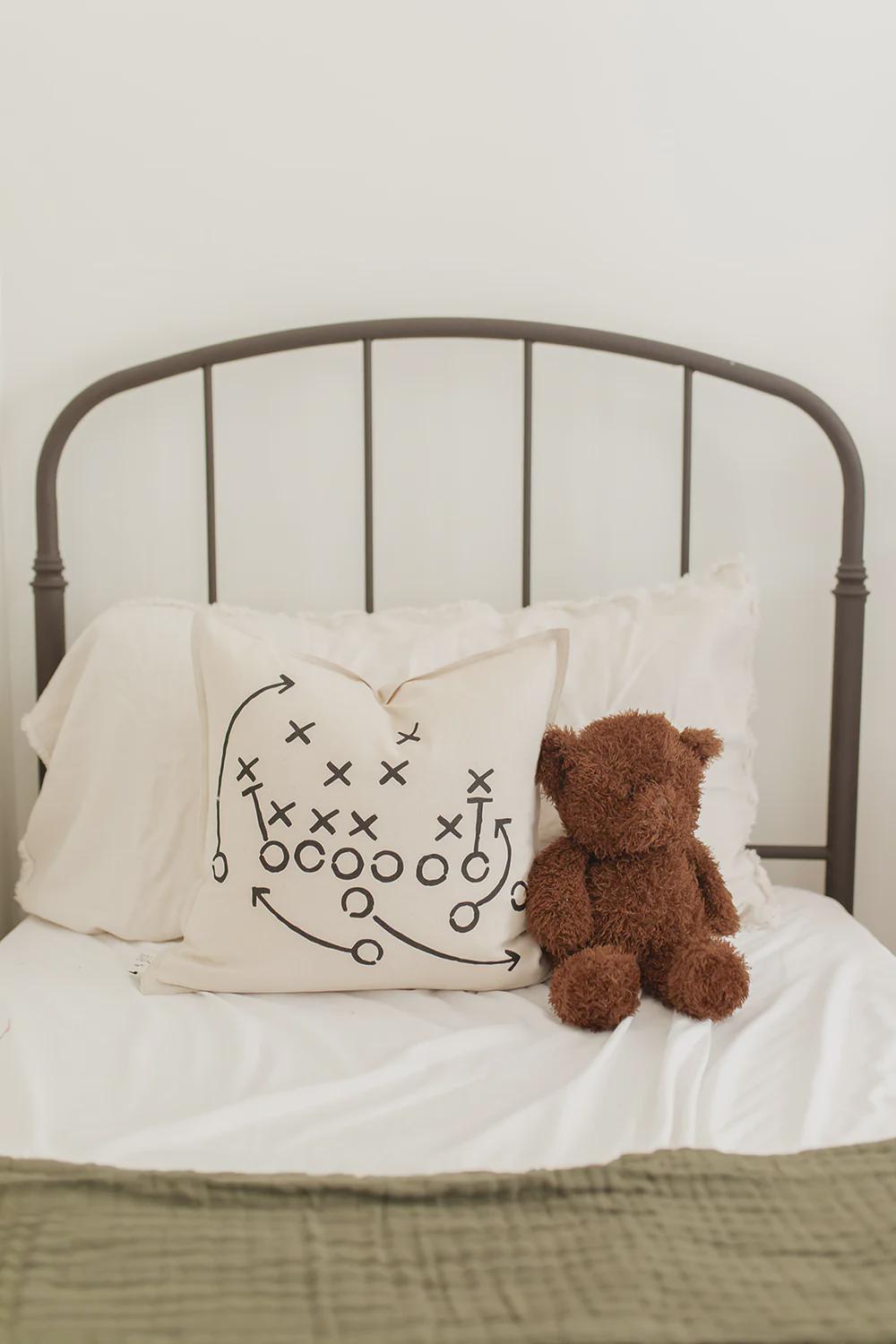 Throw Pillow - Football Play, Outer Edge Seam, calligraphy, home decor, wedding gift, engagement present, housewarming gift, cover