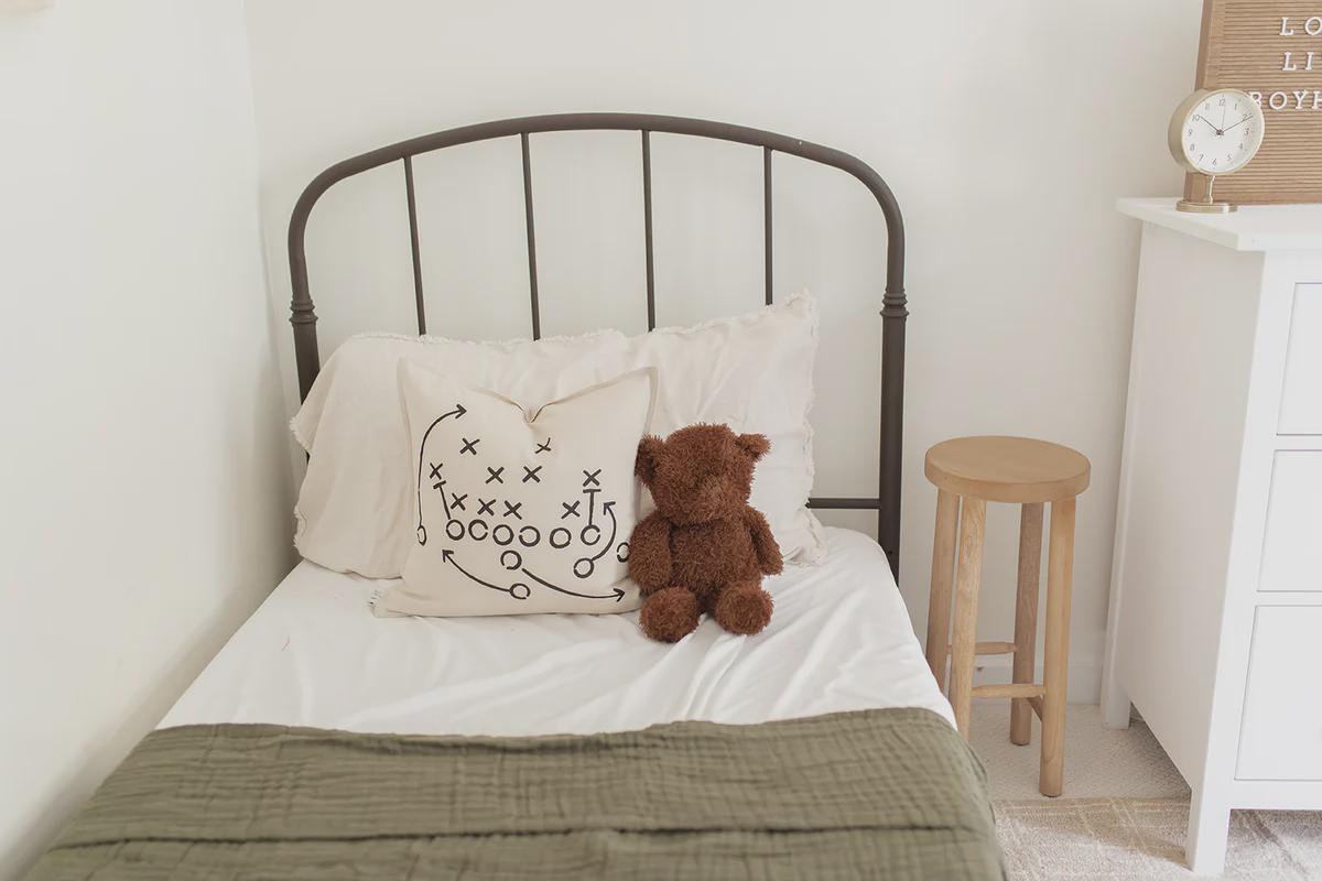 Throw Pillow - Football Play, Outer Edge Seam, calligraphy, home decor, wedding gift, engagement present, housewarming gift, cover