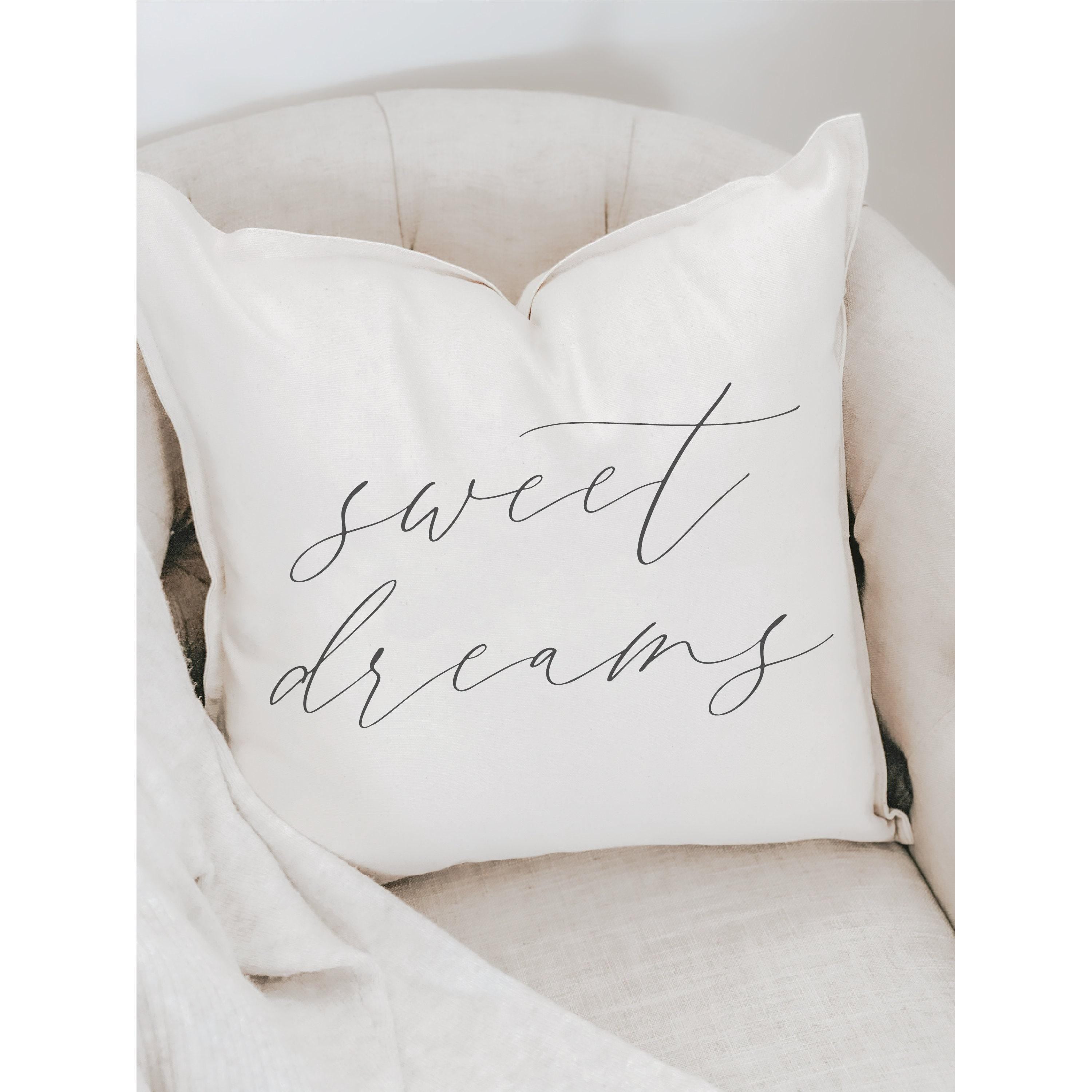 Sweet Dreams Throw Pillow: Organic Cotton Farmhouse Decor
