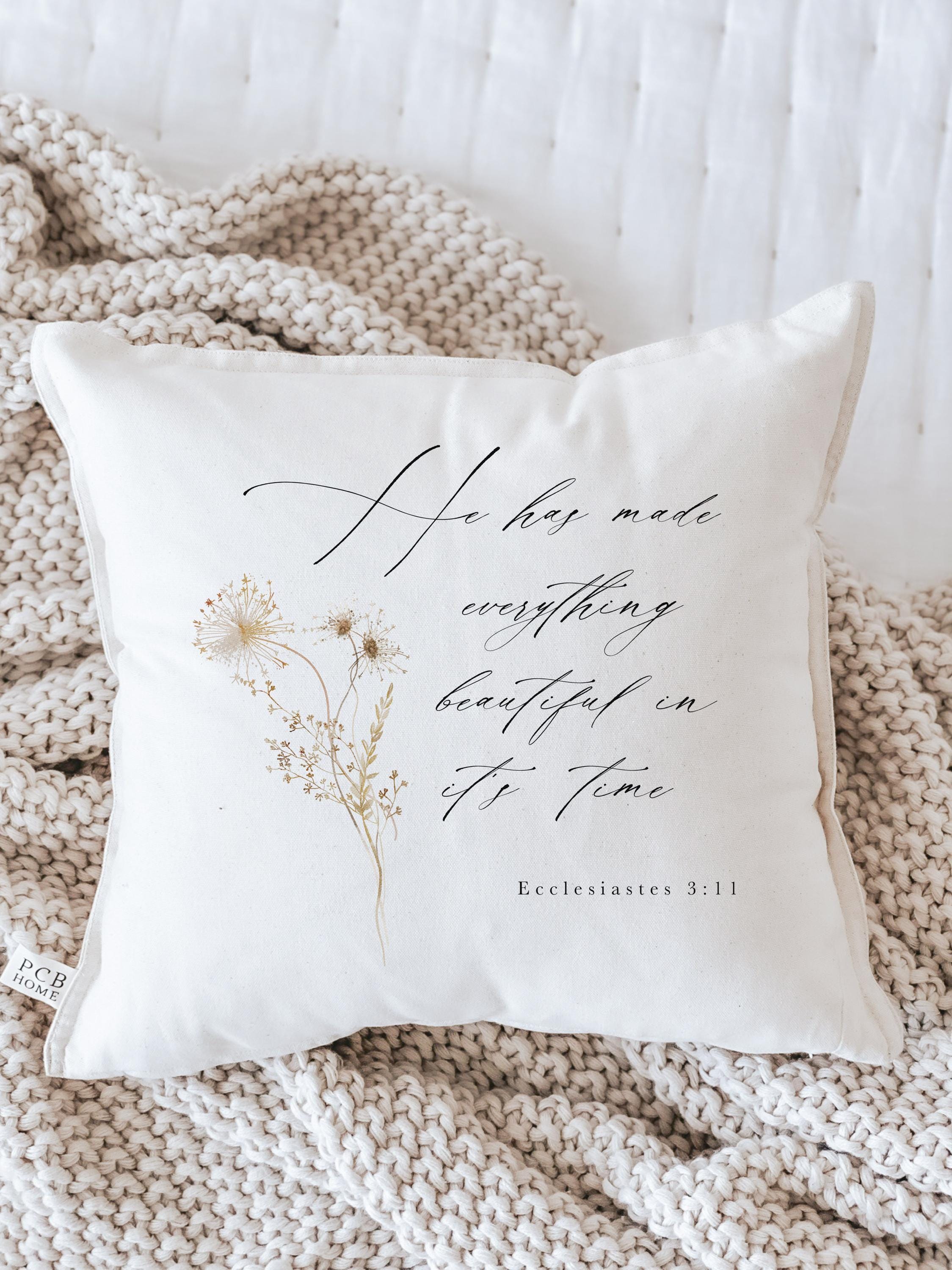 Throw Pillow - Ecclesiastes 3 - Autumn home décor, fall décor, cushion cover, throw pillow, seasonal pillow, cursive font décor