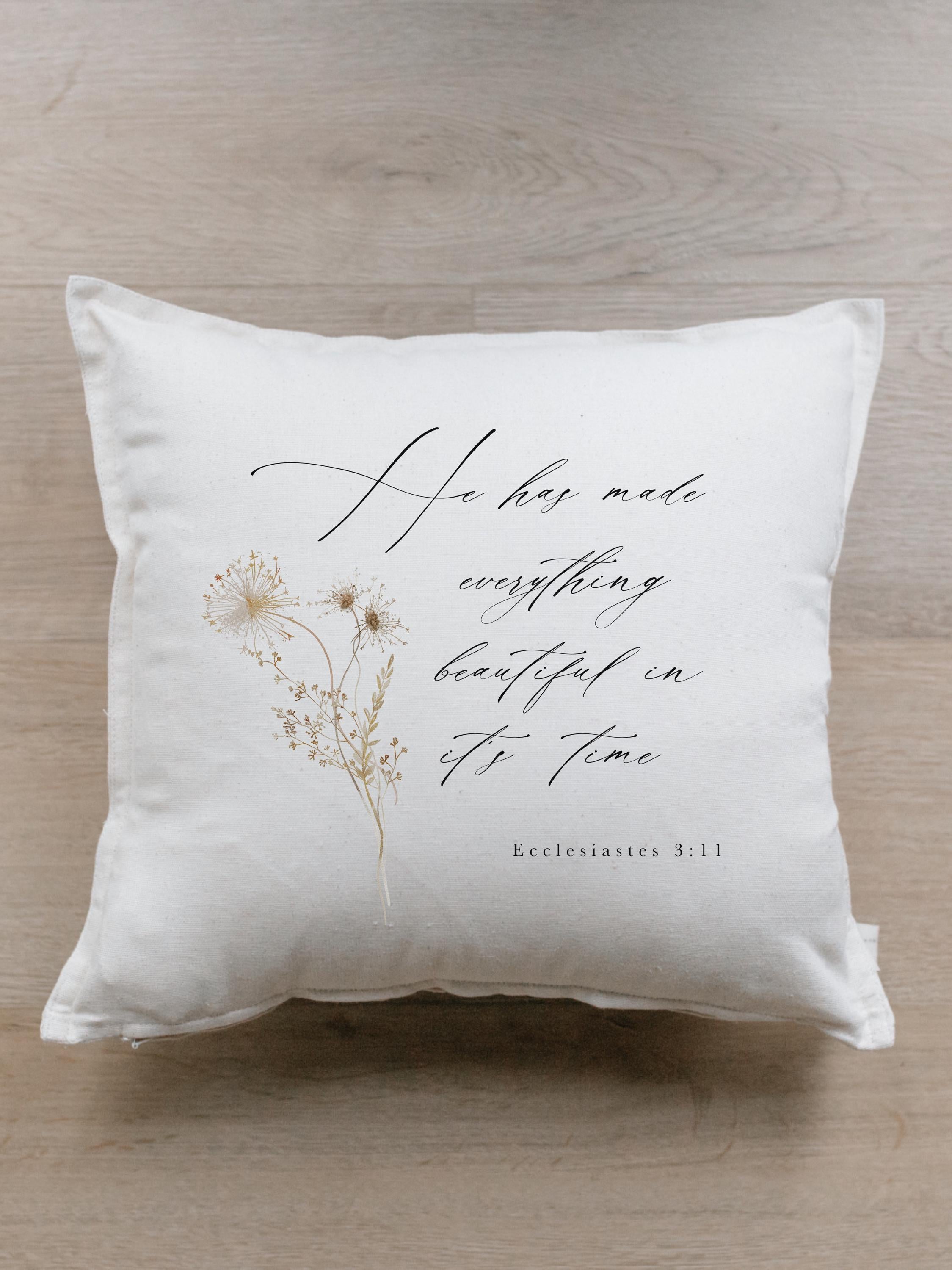 Throw Pillow - Ecclesiastes 3 - Autumn home décor, fall décor, cushion cover, throw pillow, seasonal pillow, cursive font décor