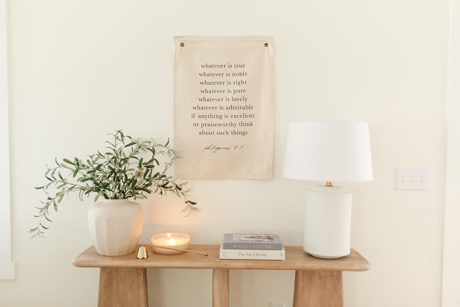 Philippians 4:8 Banner Wall Hanging