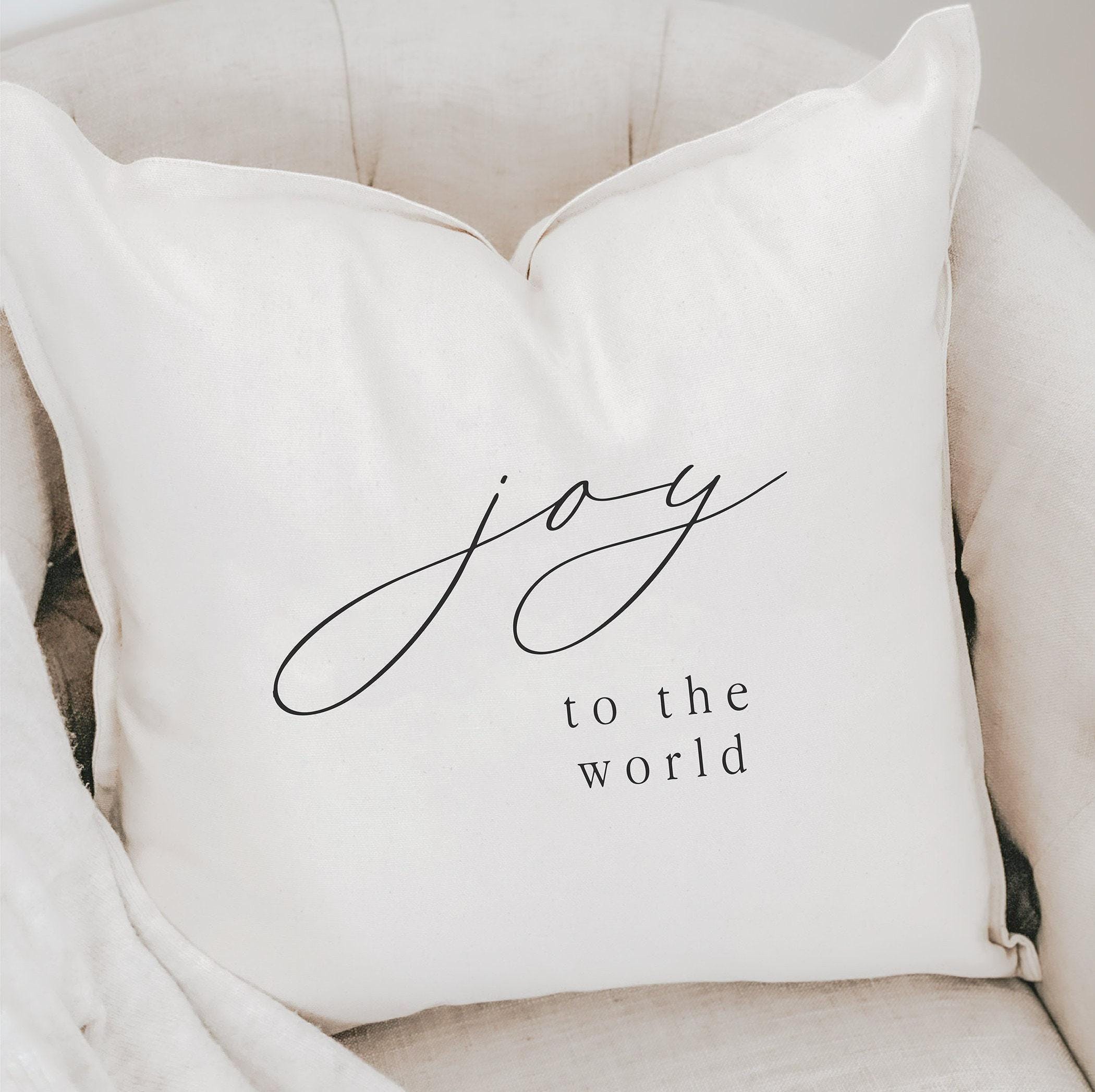 Christmas Throw Pillow - Joy to the World, Christmas decor, calligraphy, home decor, winter pillow, cushion cover, seasonal pillow