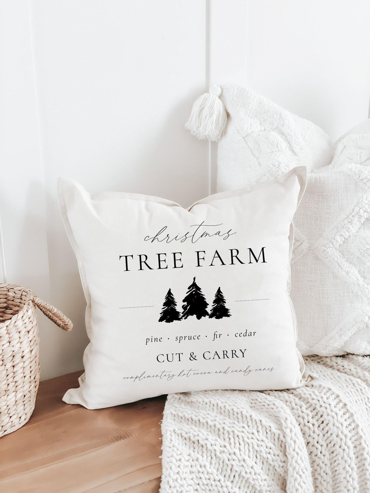Christmas Throw Pillow - Tree farm - Christmas decor, home decor, holiday decorative pillow, cushion cover, seasonal pillow, sofa accent