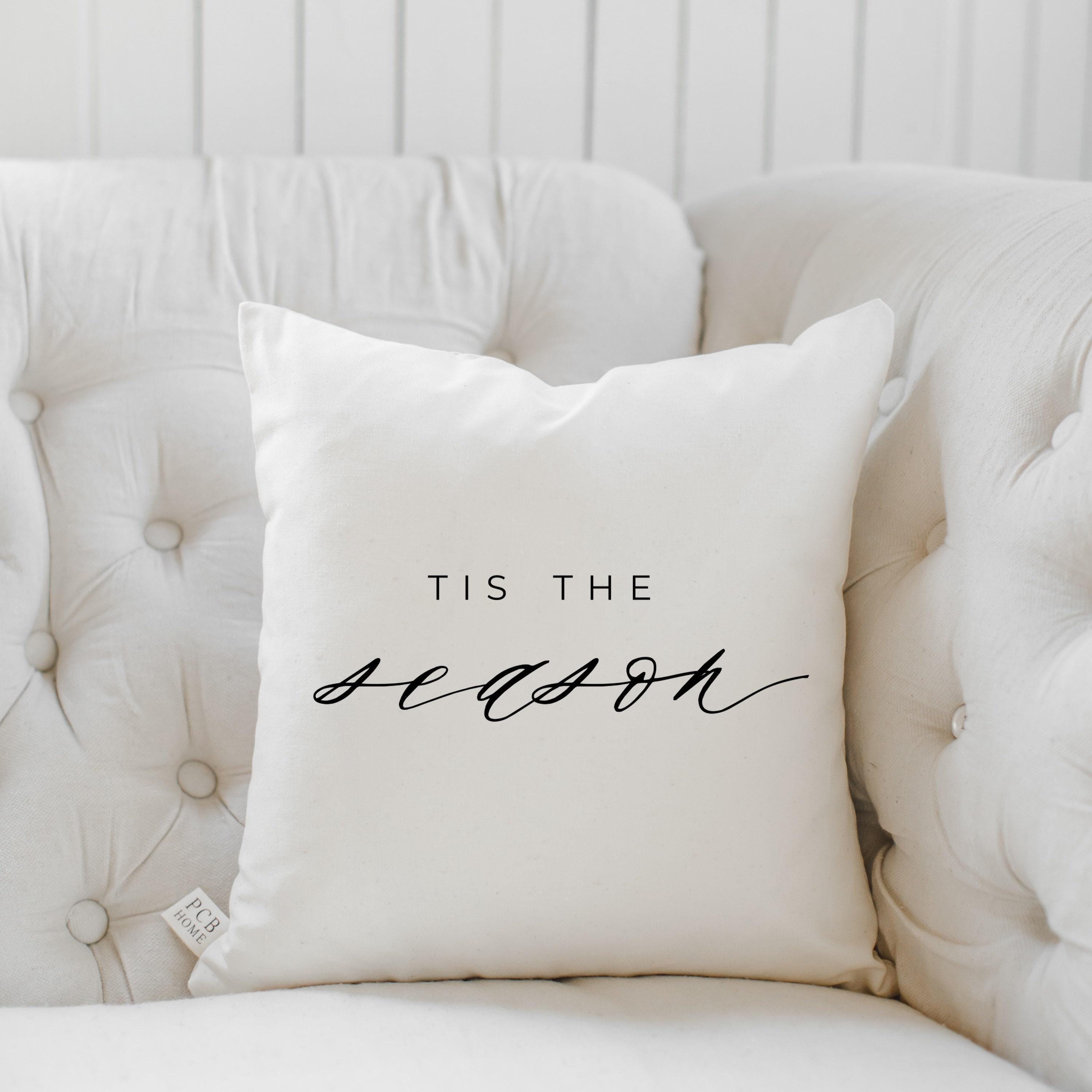 Christmas Throw Pillow - Tis the Season, Christmas decor, calligraphy, home decor, Winter pillow, cushion cover, seasonal, holiday gift