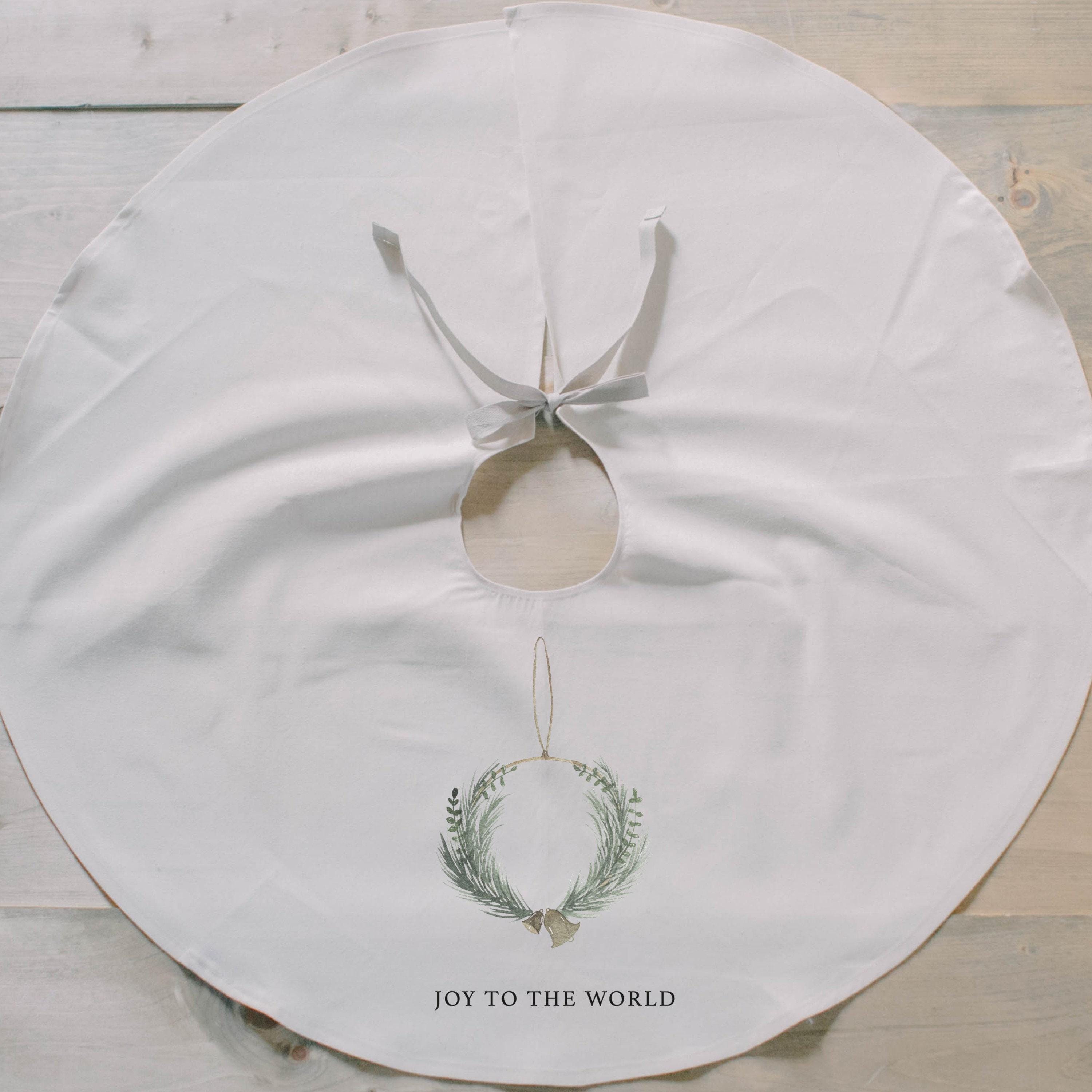 Tree Skirt - Joy to the World Wreath Watercolor, Christmas home decor, seasonal, present, seasonal decor, winter, holidays, christmas tree
