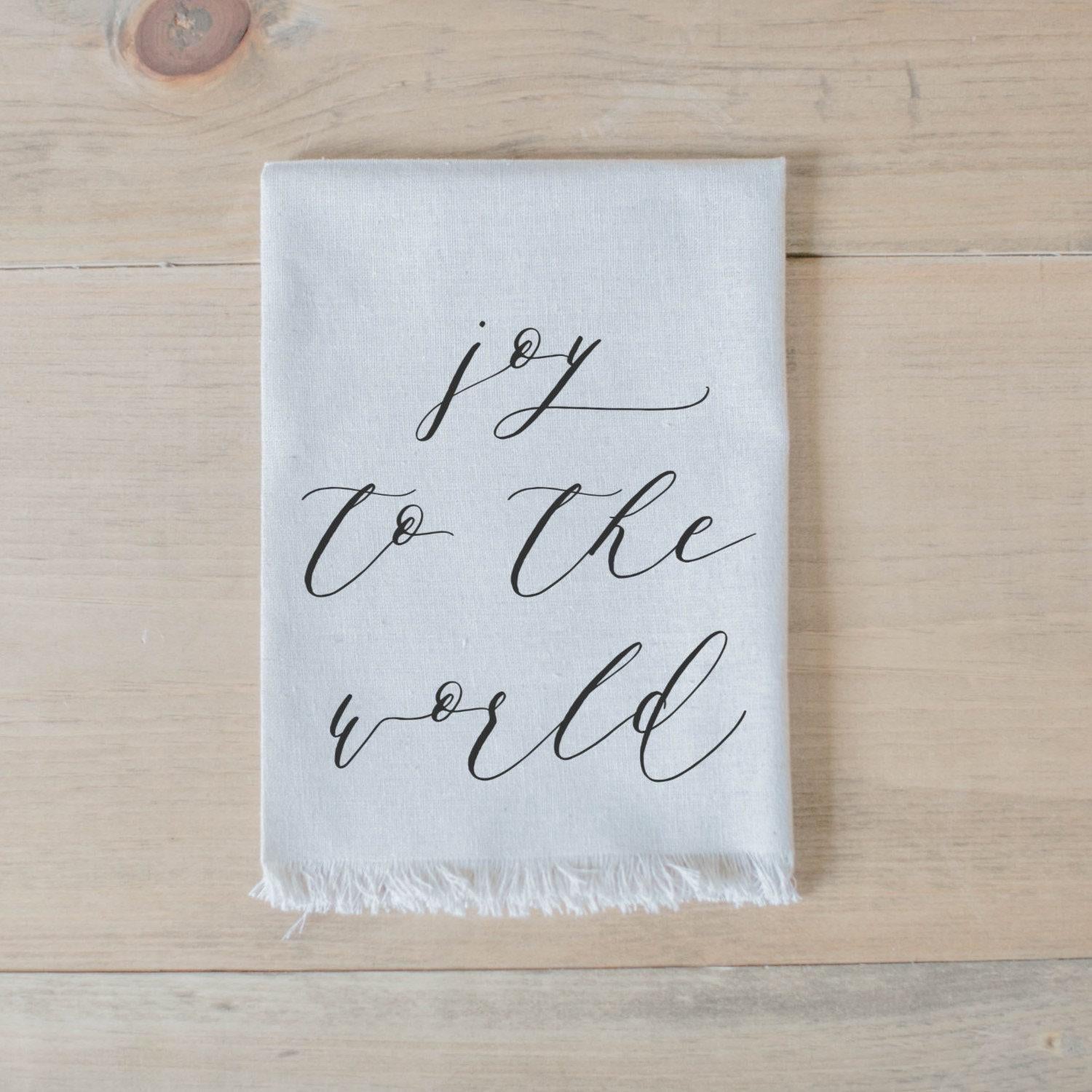 Christmas Napkin - Joy to the World, home decor, Holiday present, housewarming gift, tableware, place setting, set the table, linen napkin