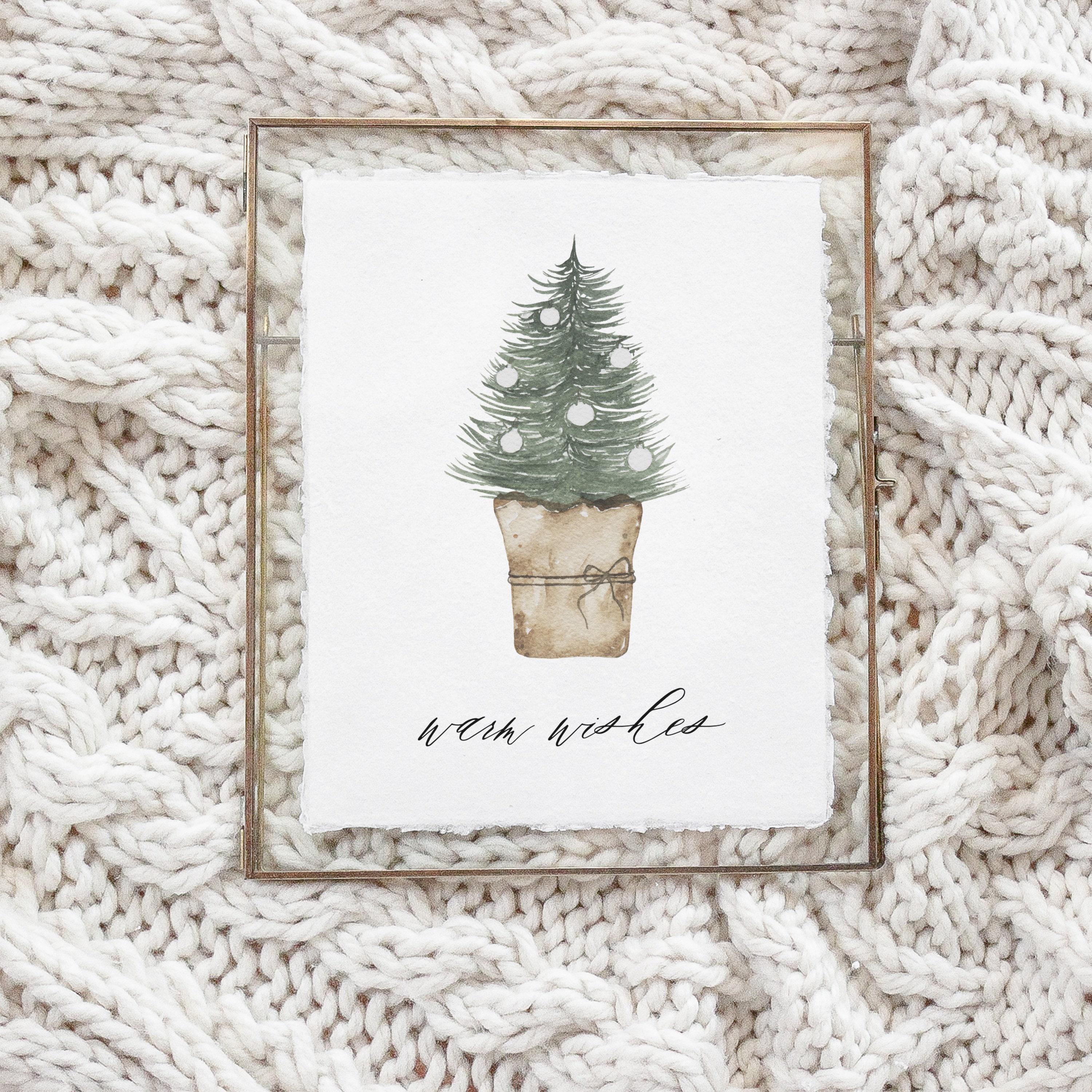 Christmas Calligraphy Print - Warm Wishes Watercolor - Vertical, Winter Decor, Gift, Holiday Gift, Seasonal Home Decor, Christmas decor