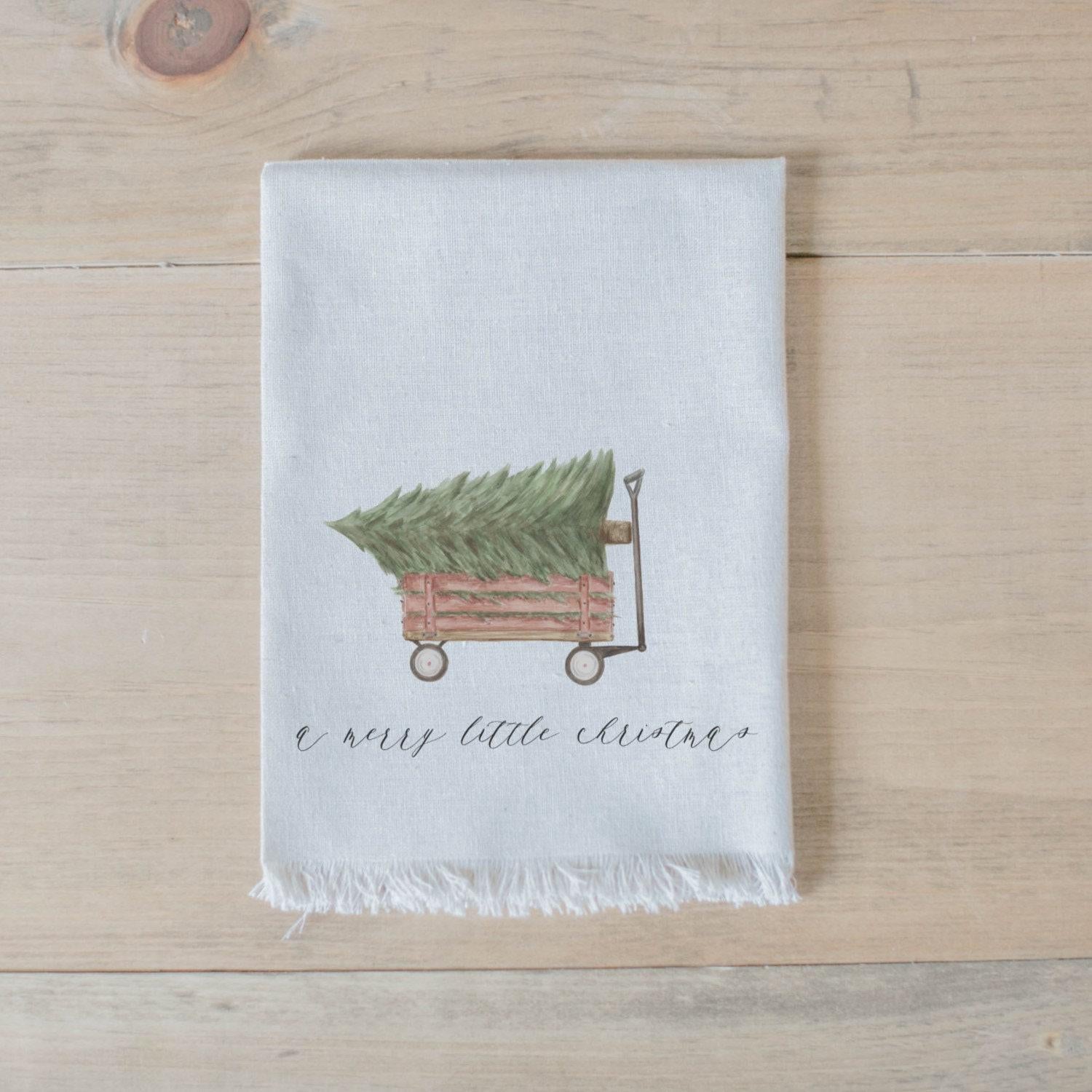 Christmas Napkin Set - A Merry Little Christmas Watercolor, Decor, Housewarming, Tableware, Place Setting, Table Setting, Seasonal Decor