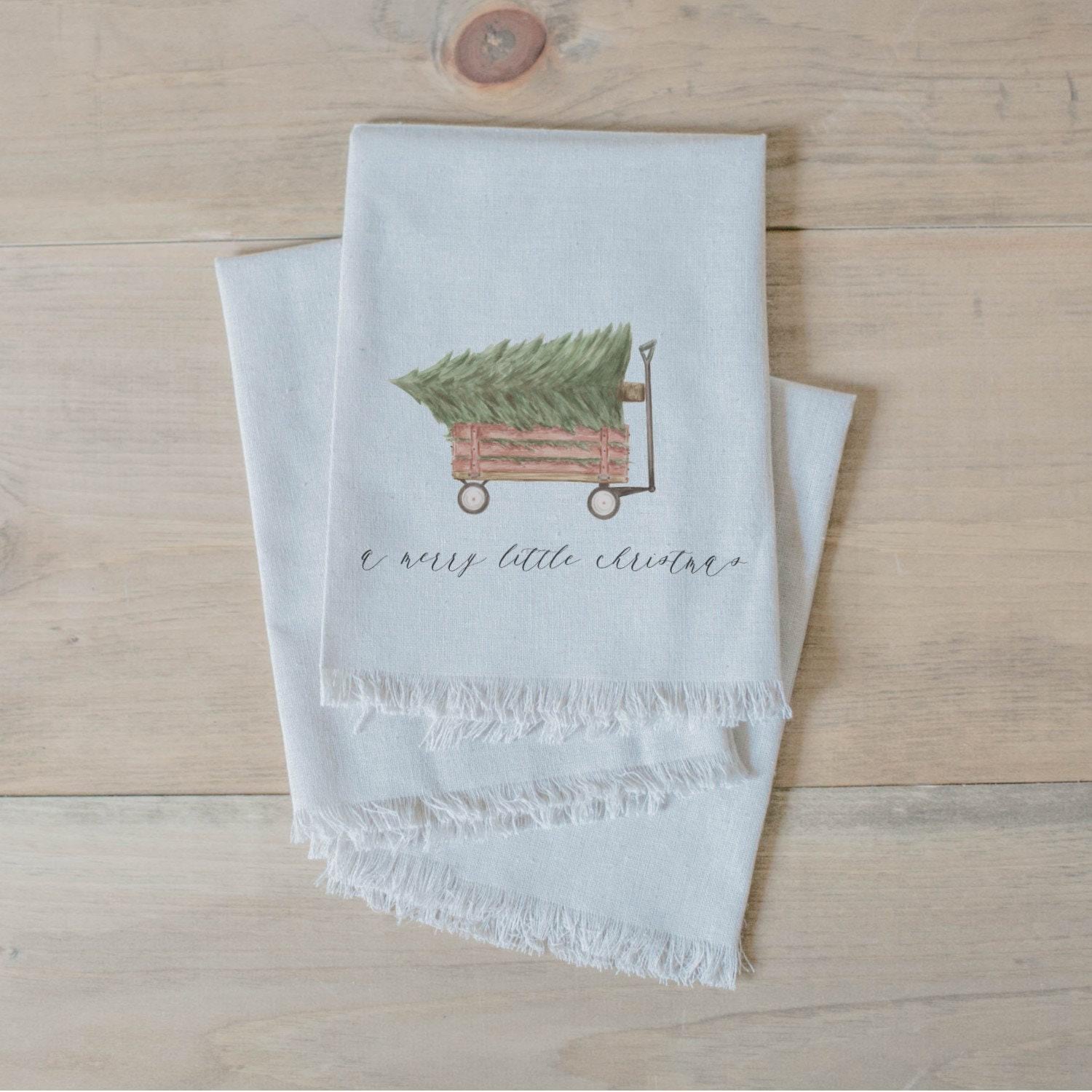 Christmas Napkin Set - A Merry Little Christmas Watercolor, Decor, Housewarming, Tableware, Place Setting, Table Setting, Seasonal Decor