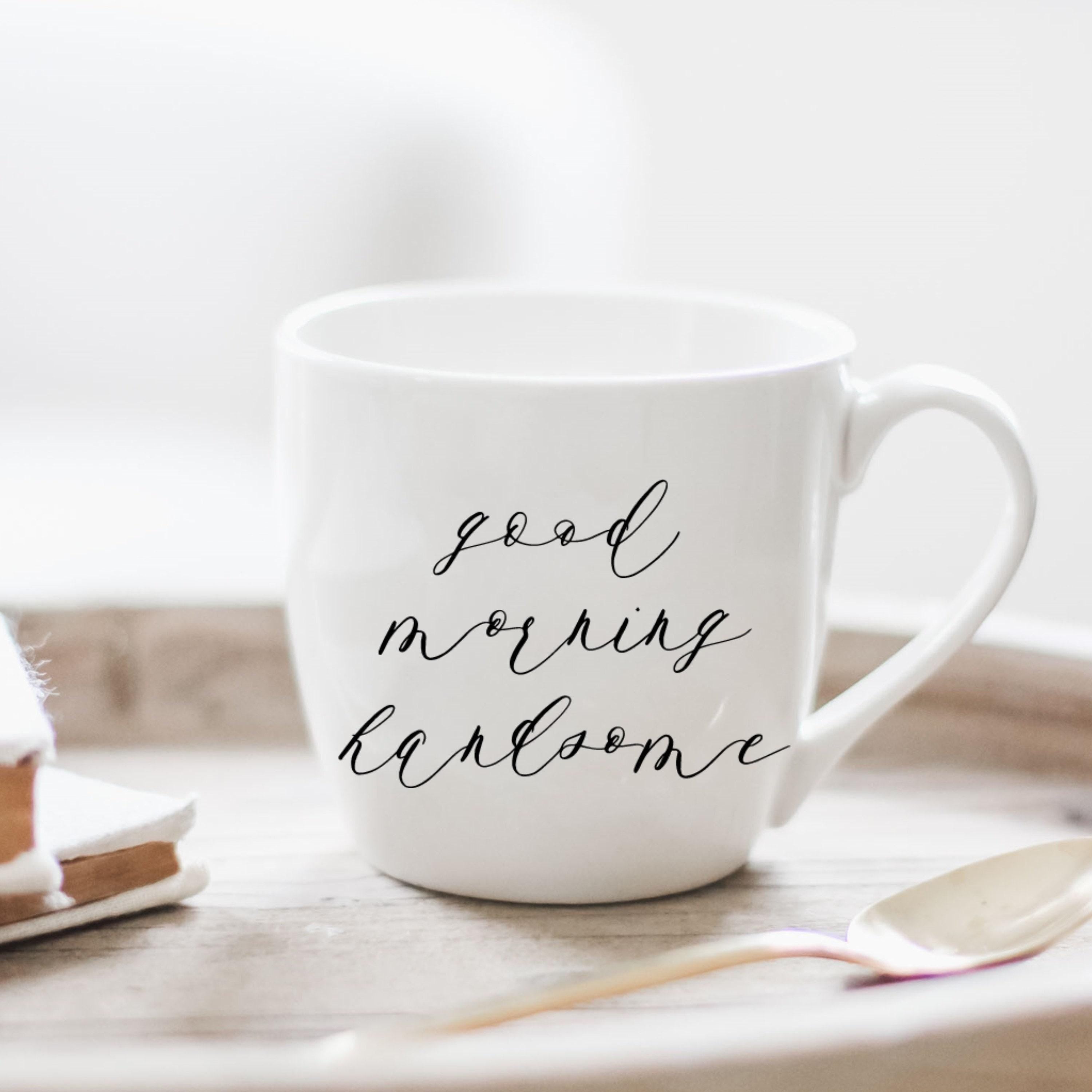 Ceramic Mugs, Set of 2 Good Morning Beautiful & Handsome, couple, wedding gift, newlywed, engagement, wedding shower, anniversary