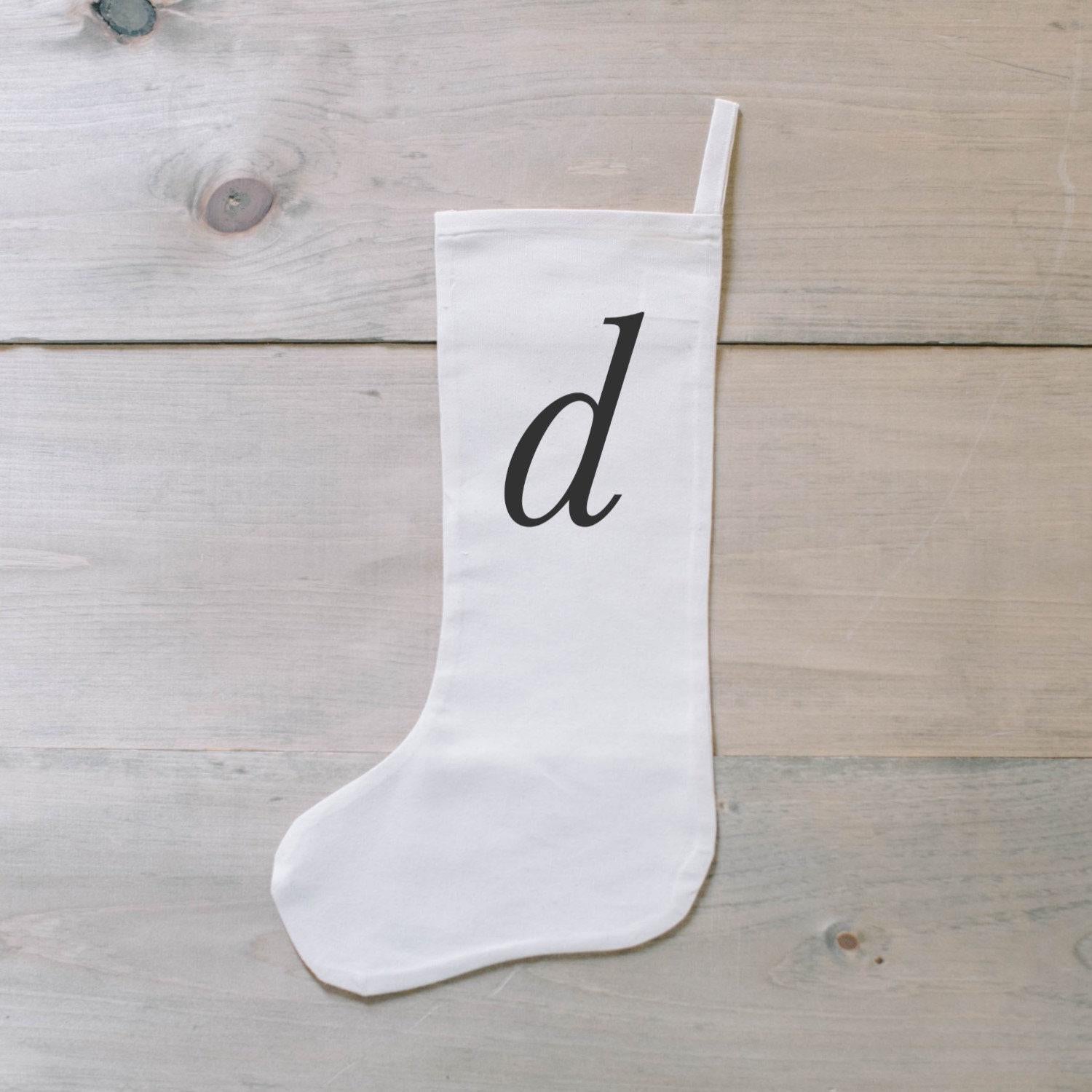 Stocking - Personalized Italics Initial, Christmas home decor, seasonal, present, decor, winter, holidays