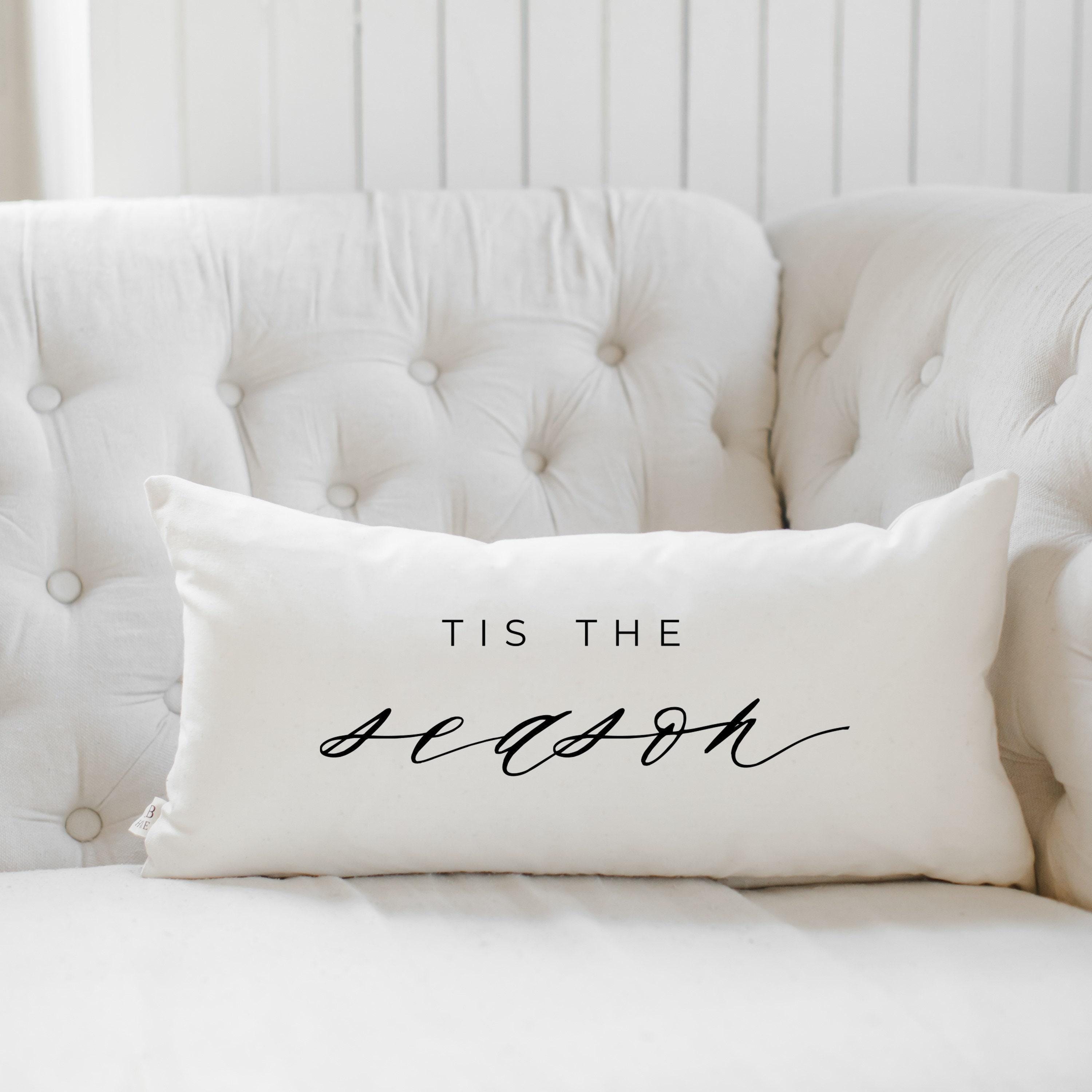 Lumbar Pillow - Tis the Season, Christmas decor, calligraphy, home decor, holiday, cushion cover, cushion sham, seasonal pillow