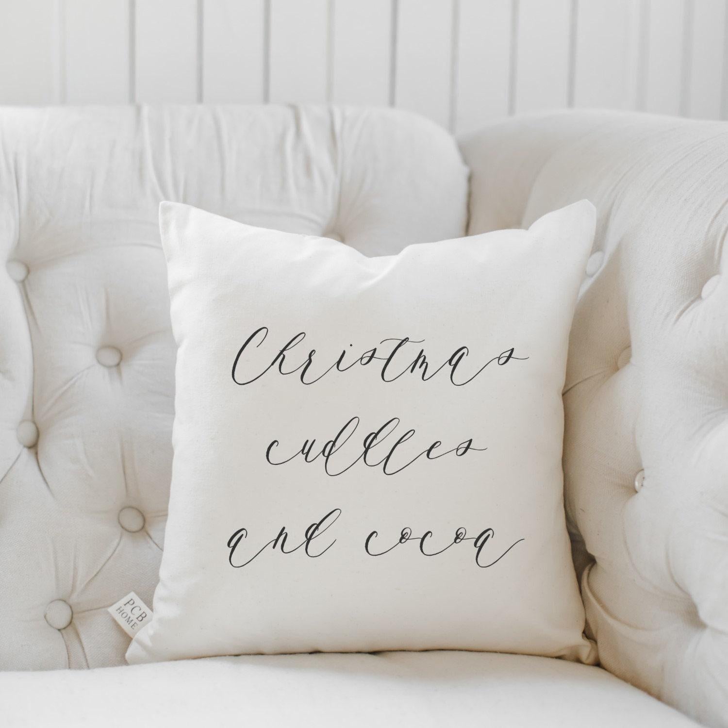 Throw Pillow - Christmas Cuddles, Christmas decor, calligraphy, home decor, Winter pillow, cushion cover, cushion sham, seasonal pillow