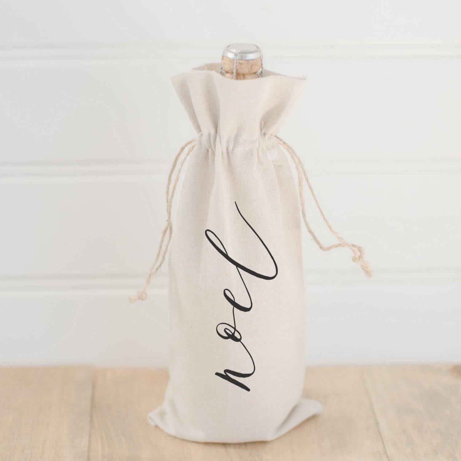 Wine Bag - Noel, hostess gift, wedding gift, Handmade in USA, Winter Decor, Gift, Present for Her, Seasonal Home Decor