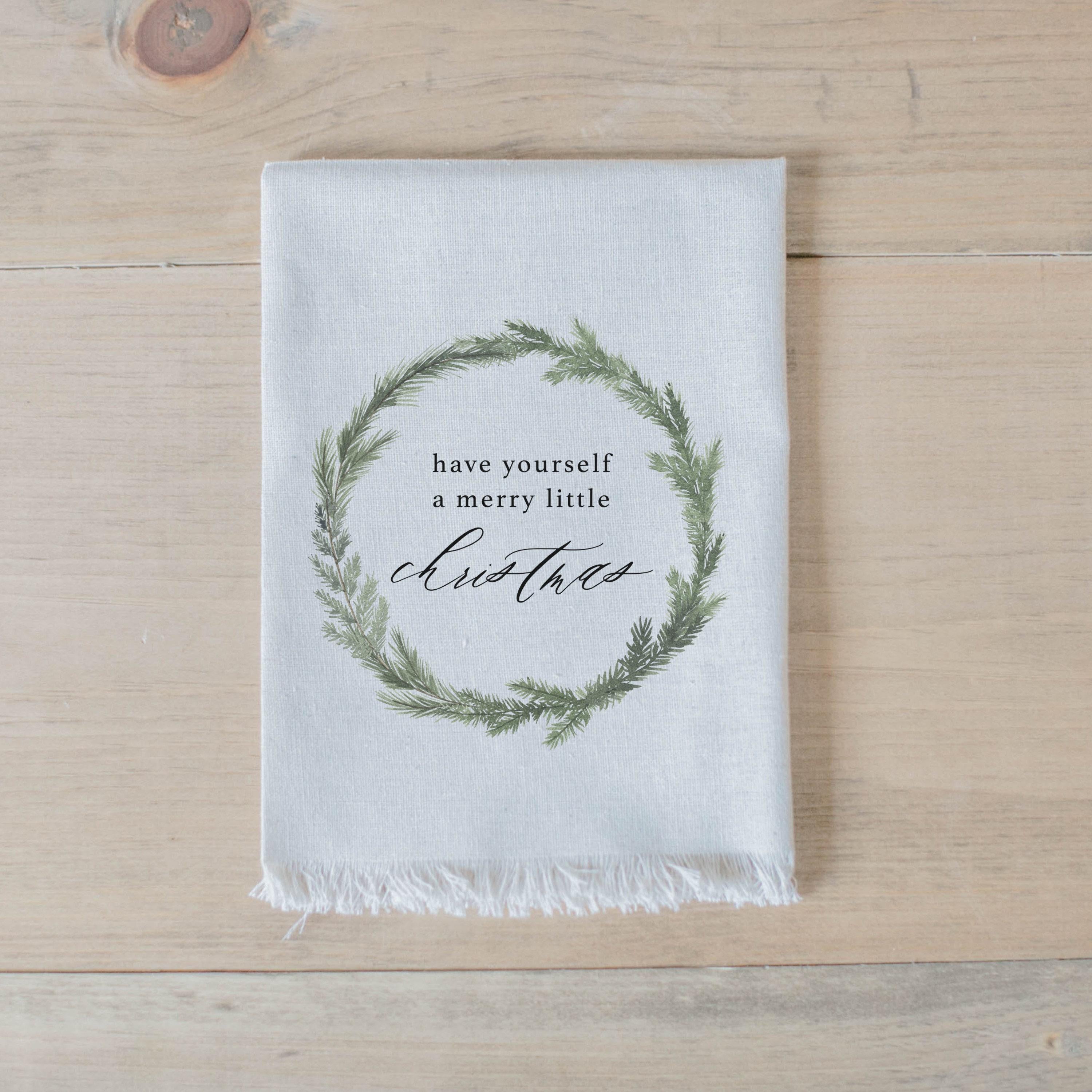 Christmas Napkin Set - Have Yourself a Merry Little Christmas Wreath, Home Decor, Housewarming, Tableware, Place Setting, Seasonal kitchen
