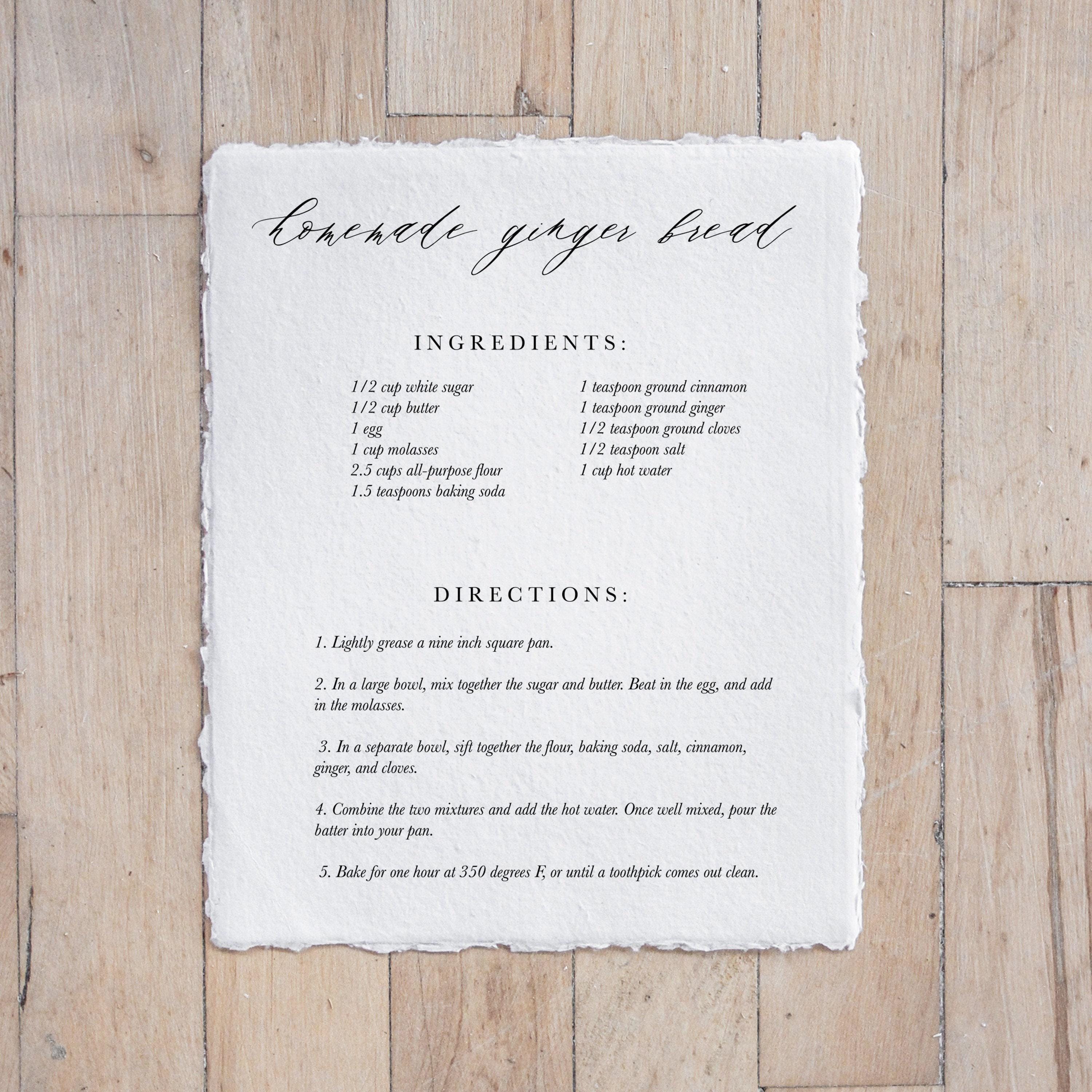 Christmas Calligraphy Print - Homemade Ginger Bread, Winter Decor, Gift, Holiday Gift, Seasonal Home Decor, Christmas decor