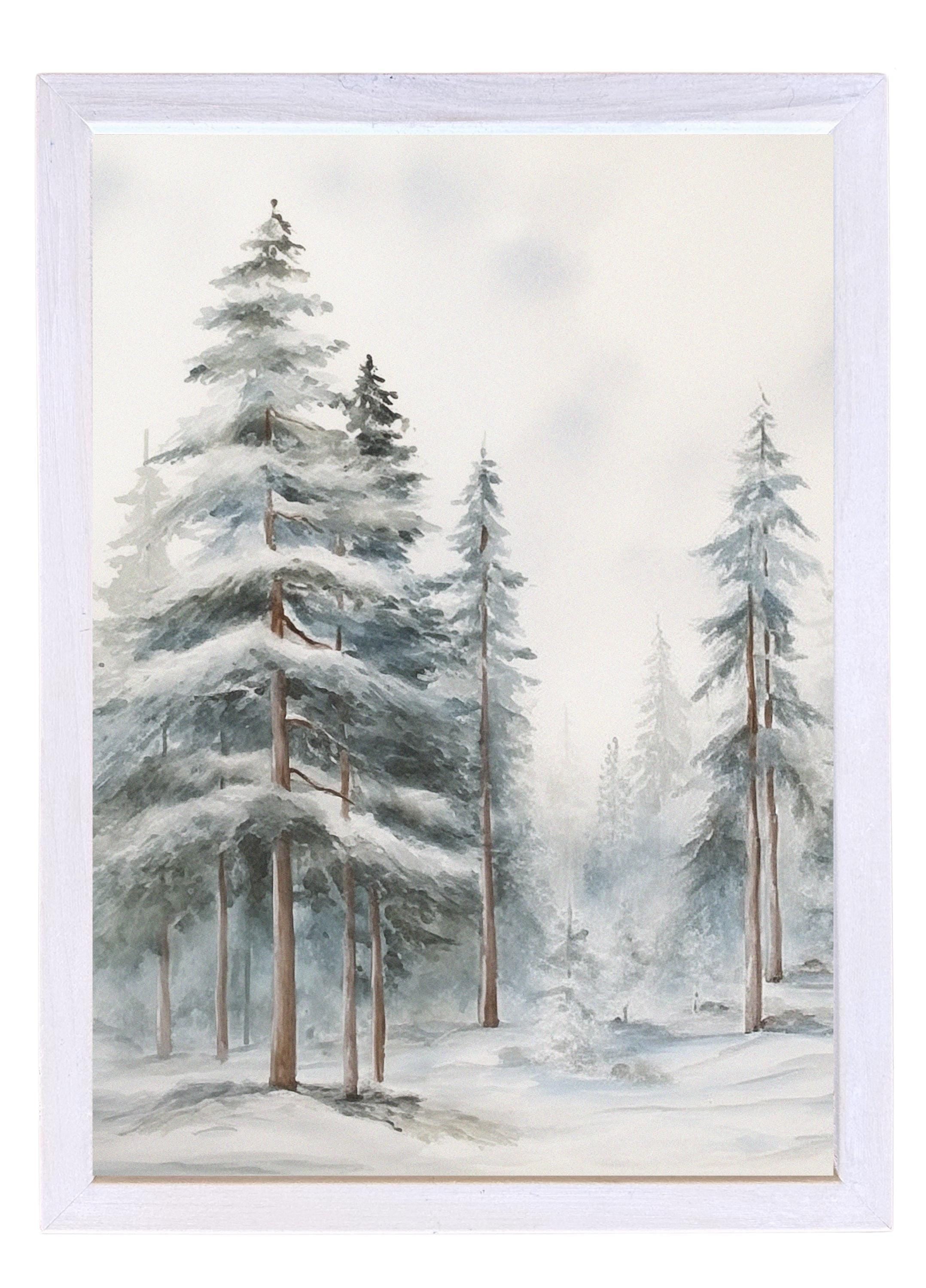 Wood Framed Print - Glistening Trees - Handmade in USA, gallery wall art, holiday wall art, christmas decor, framed decor